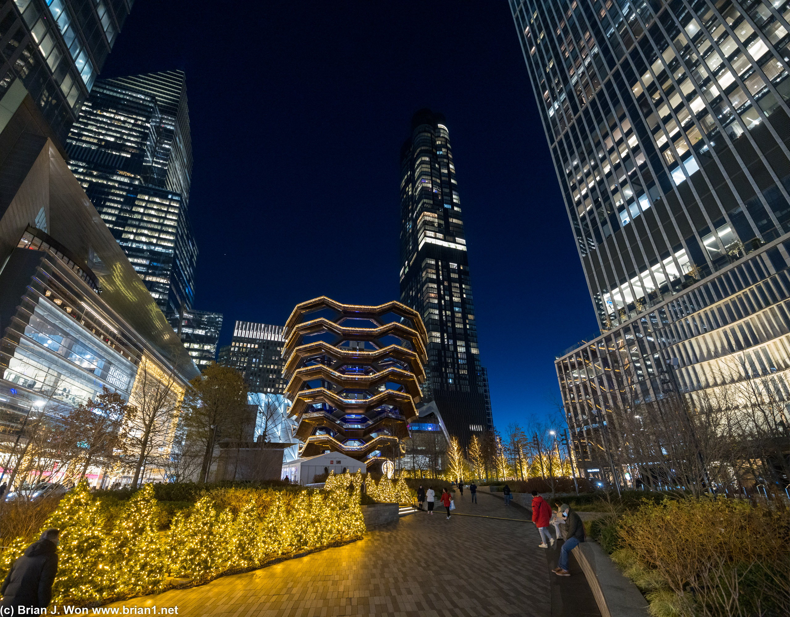 Hudson Yards and The Vessel just after sunset.