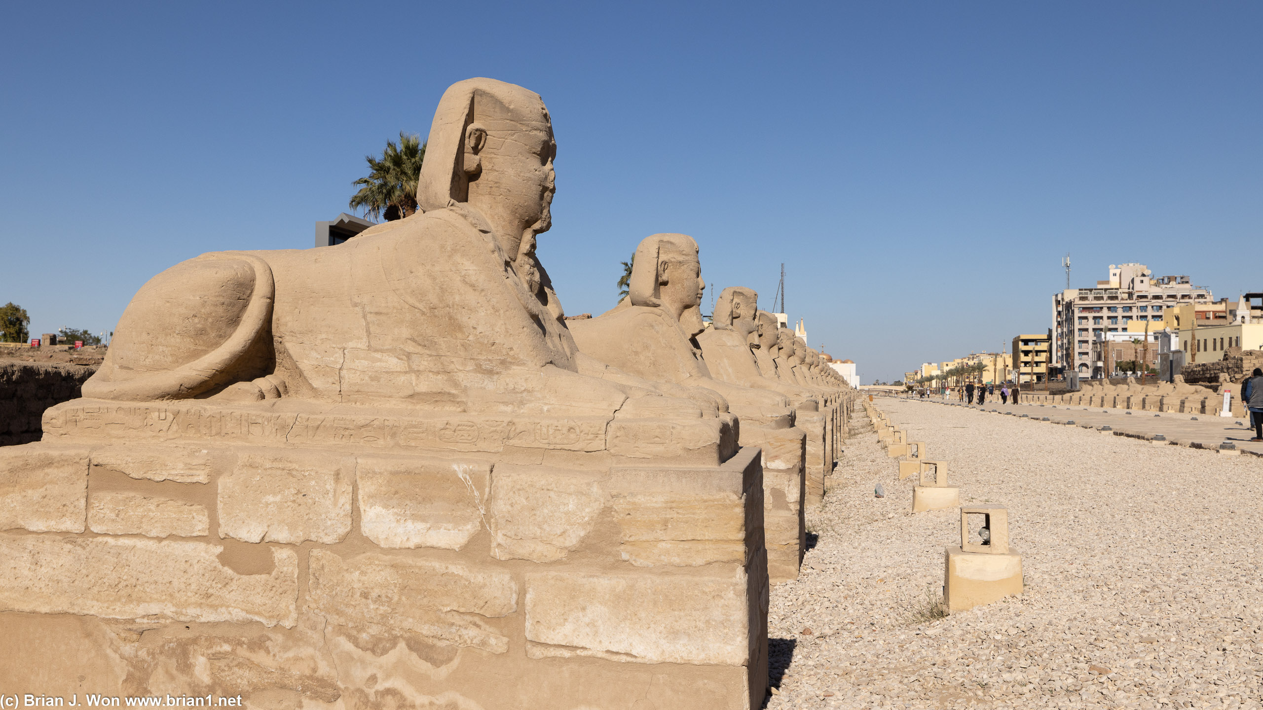 Avenue of Sphinxes connects Luxor and Karnak.