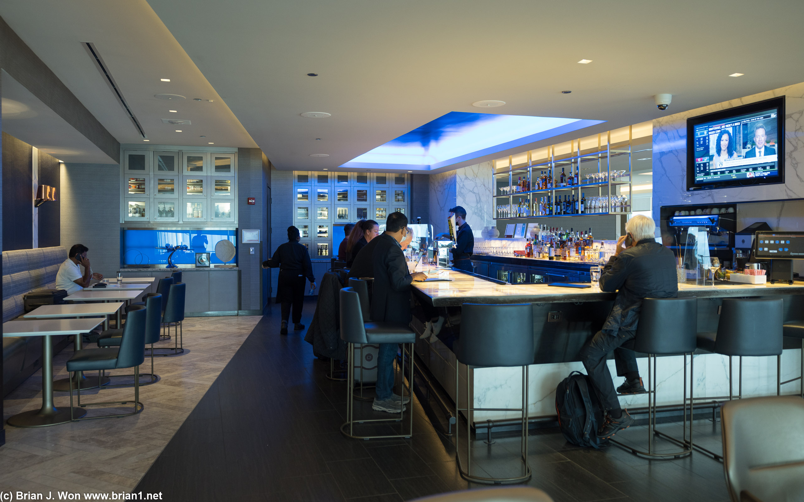 The bar area is kind of... not small, but not as nice as a space as as SFO or EWR.