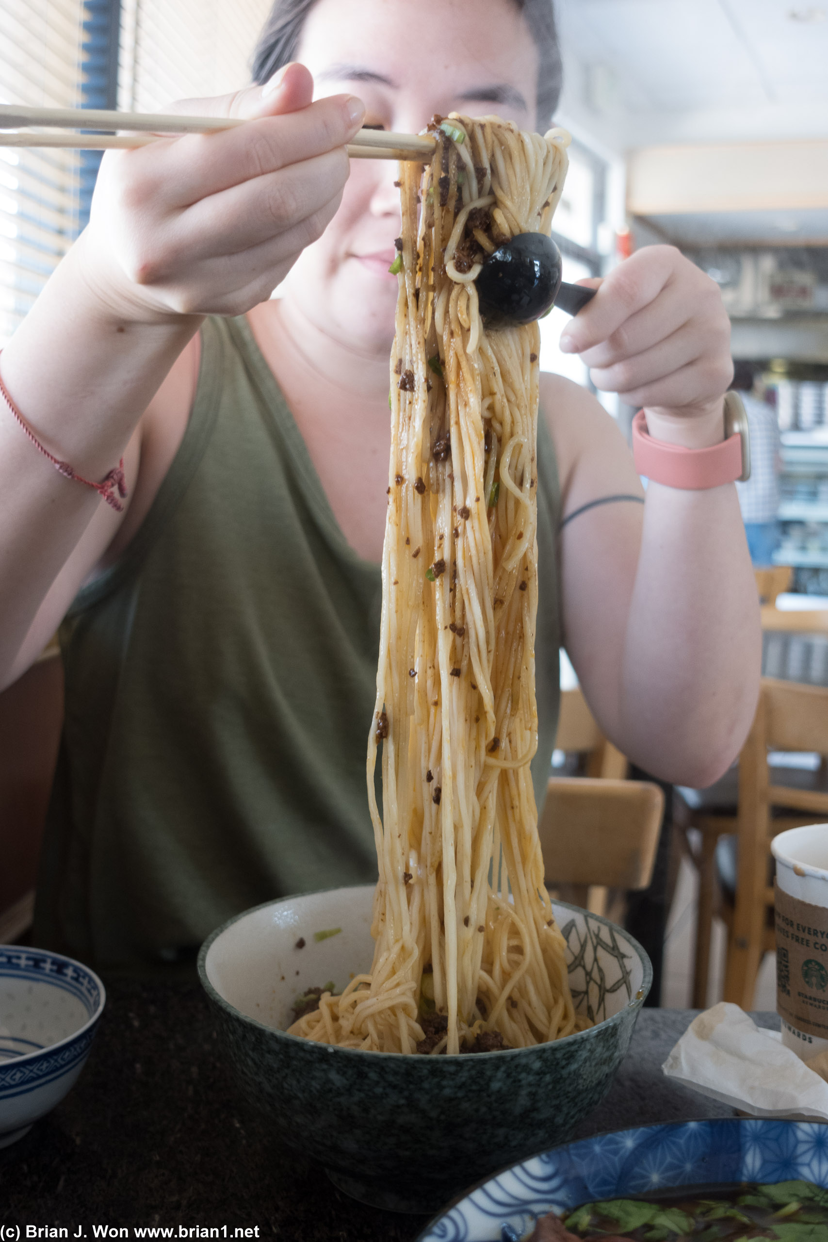 Noodles on display.