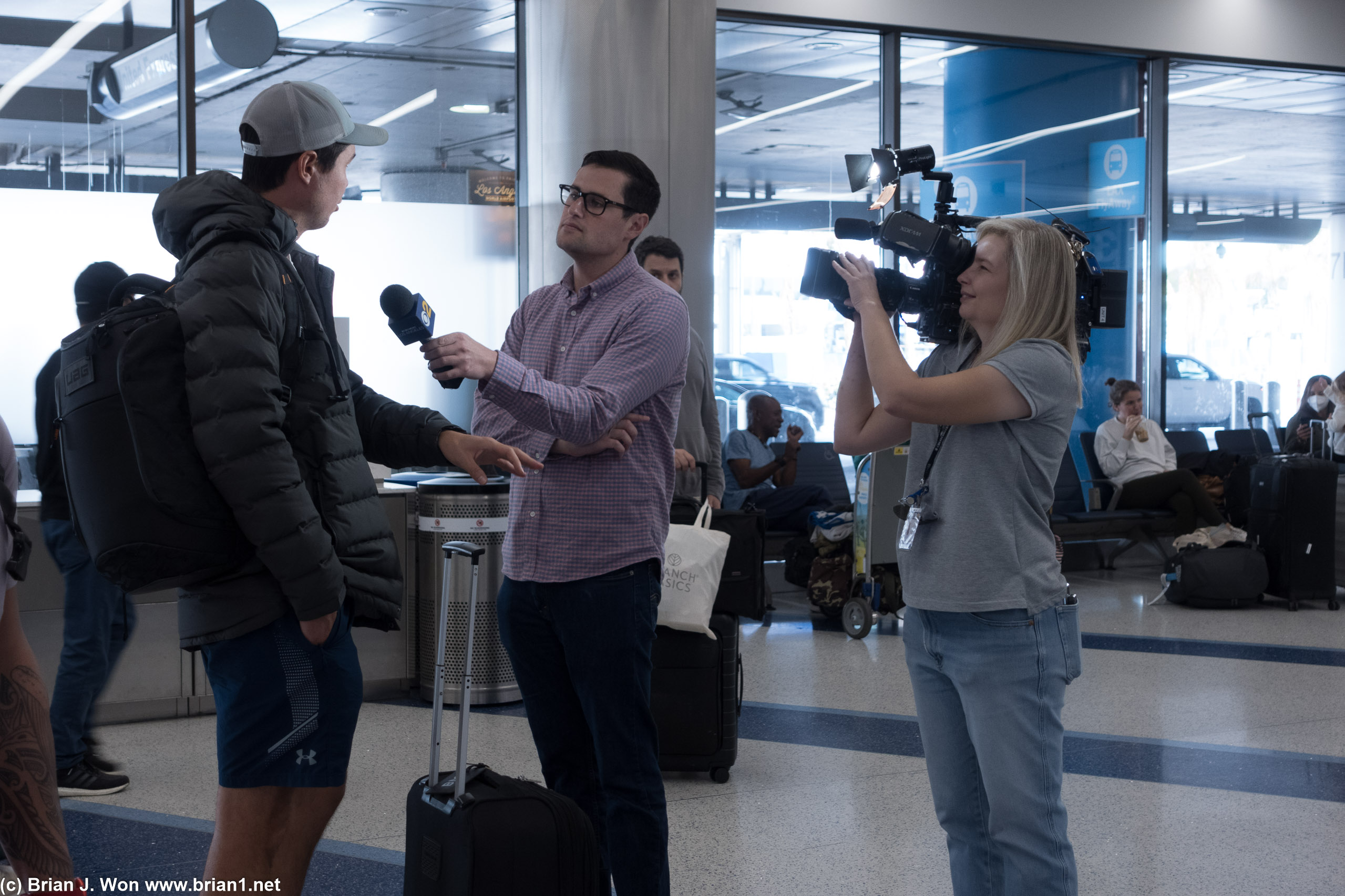 CBS 2 News interviewing passengers affected/delayed by the carbon dioxide accident this morning.