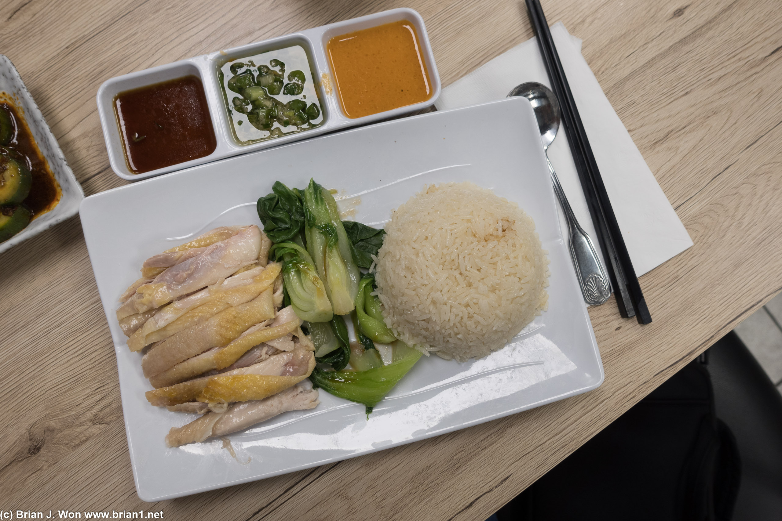 Hainan chicken was okay but lacked the umami of their better competitors.