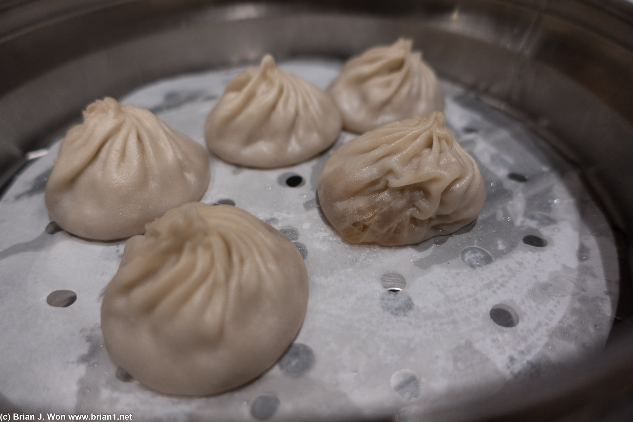 One of the xiao long bao was damaged. Still tasty tho.