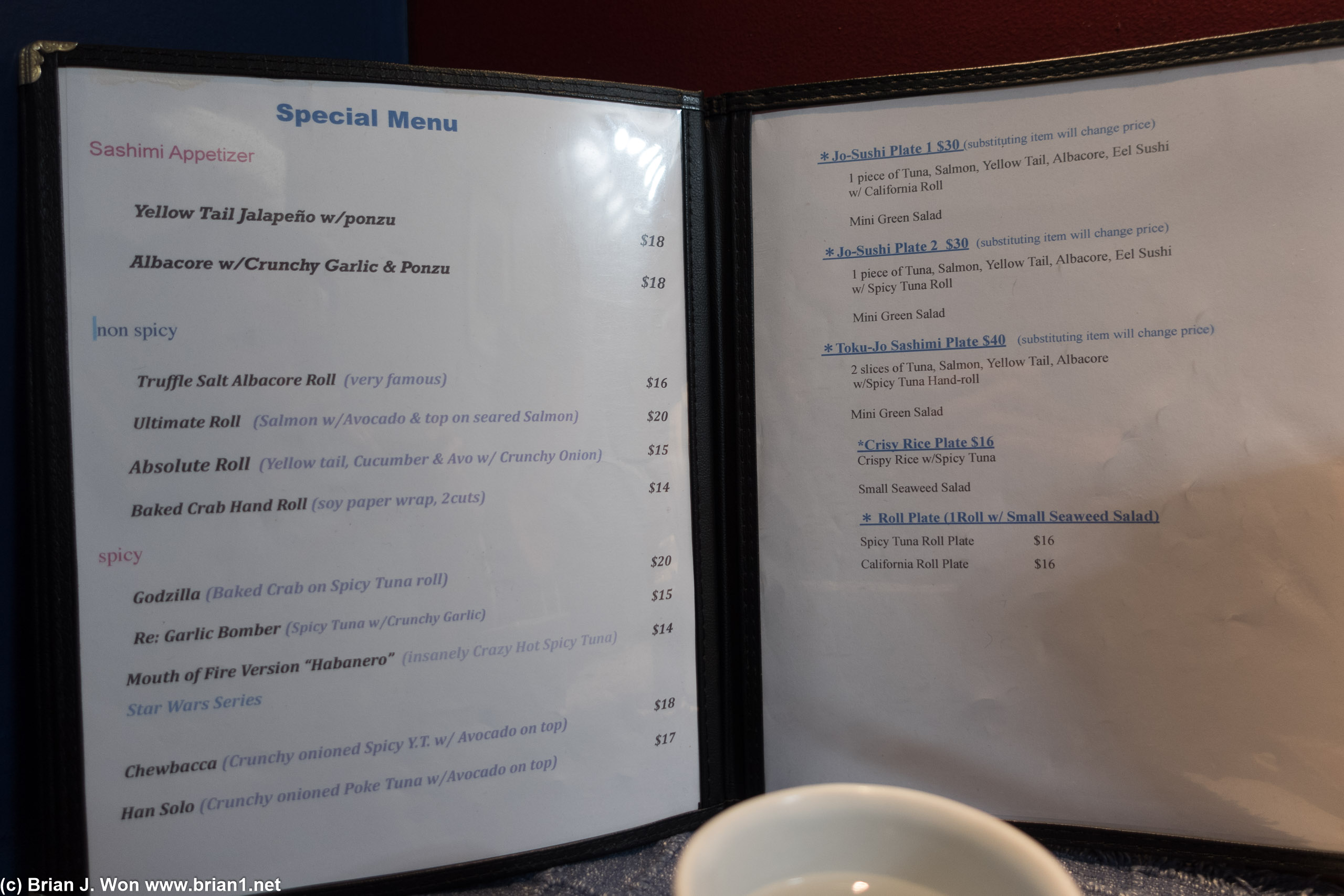 Pages 5 and 6 of the menu.
