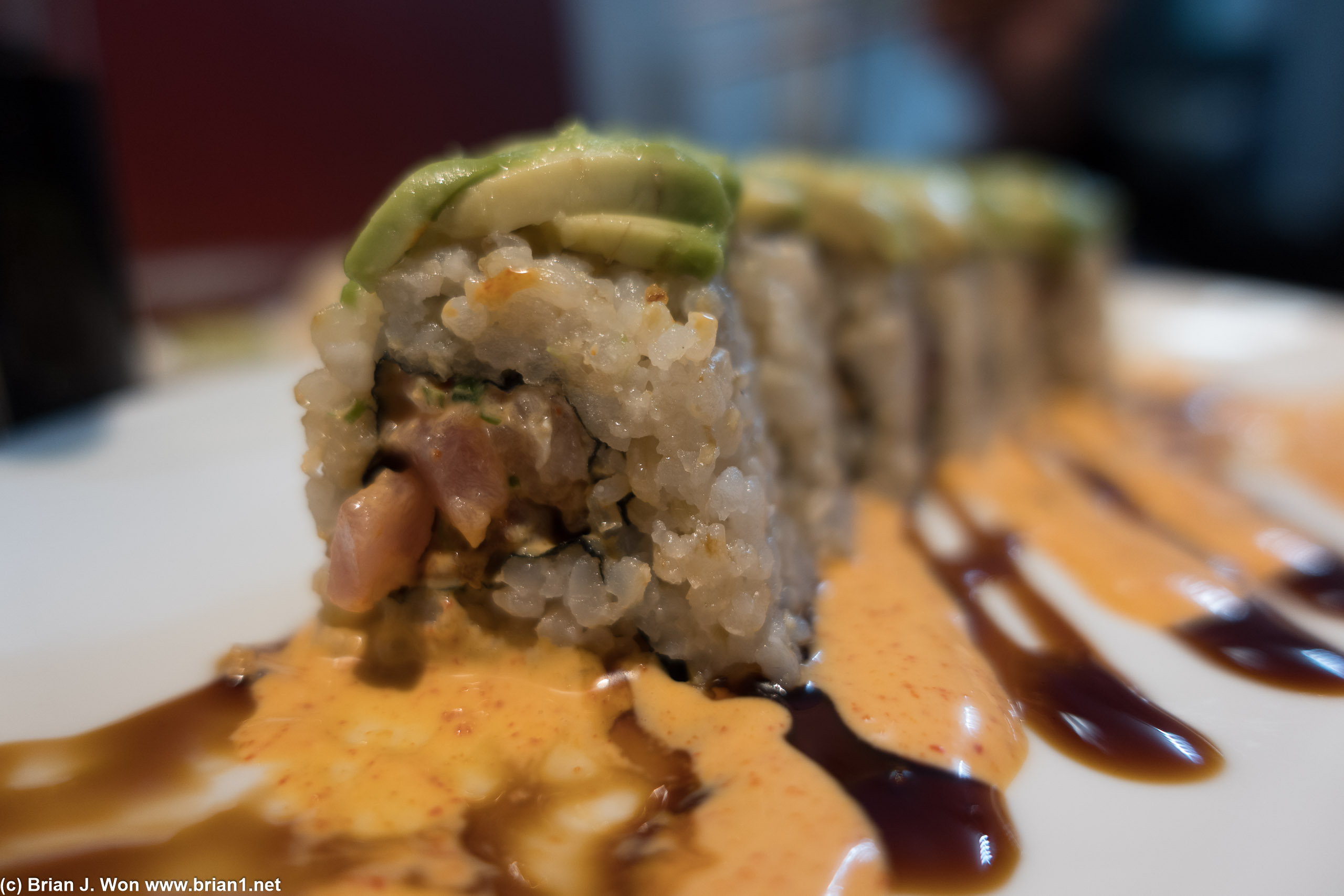 Chewbacca roll: not much taste from the yellowtail-- overwhelmed from the spicy mayo, unagi sauce, and avocado.