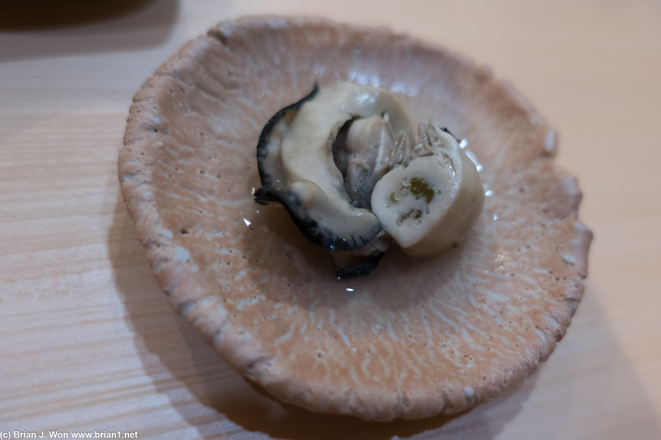 Miyagi oyster, sake steamed.