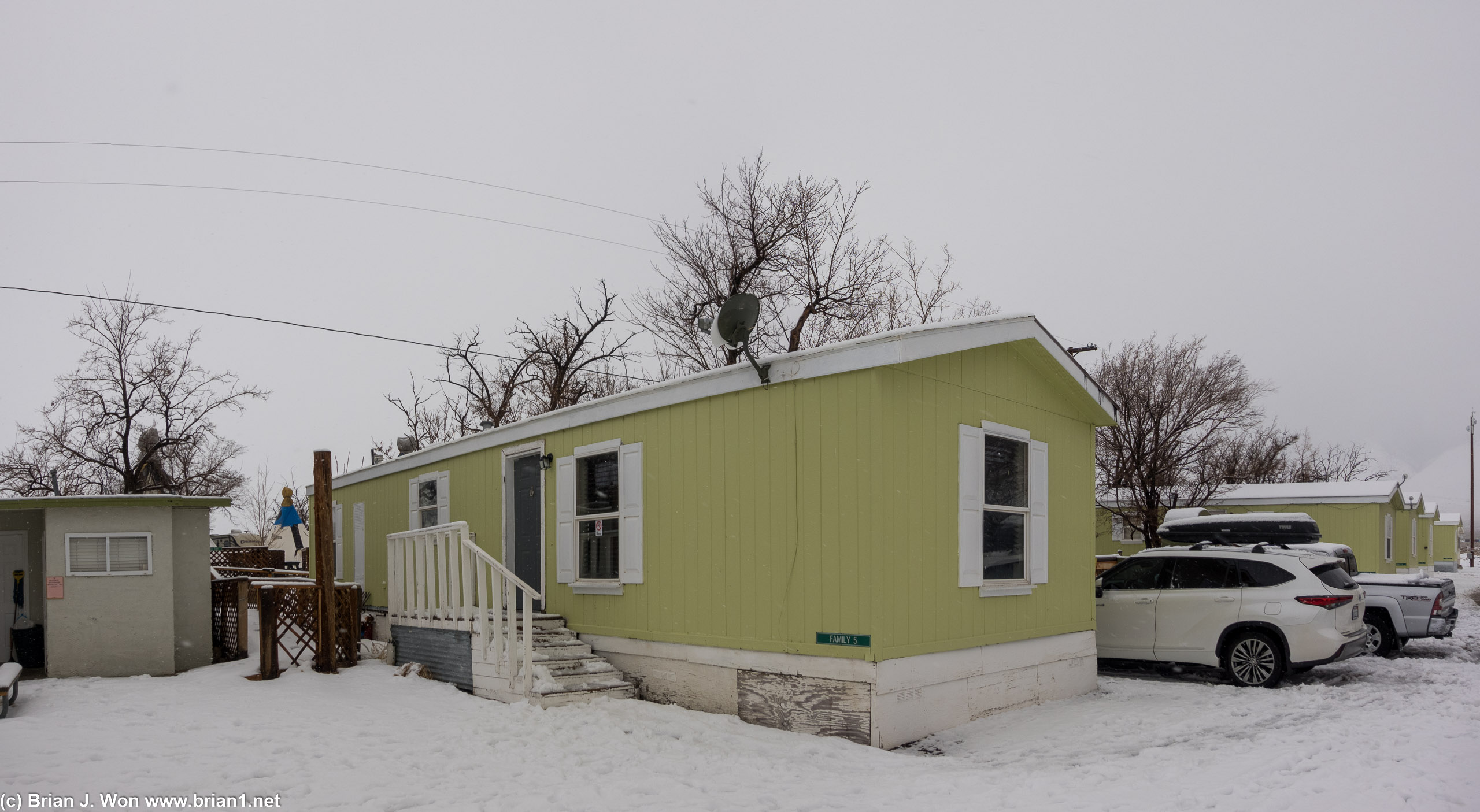 Trailer homes for the "family" rooms.