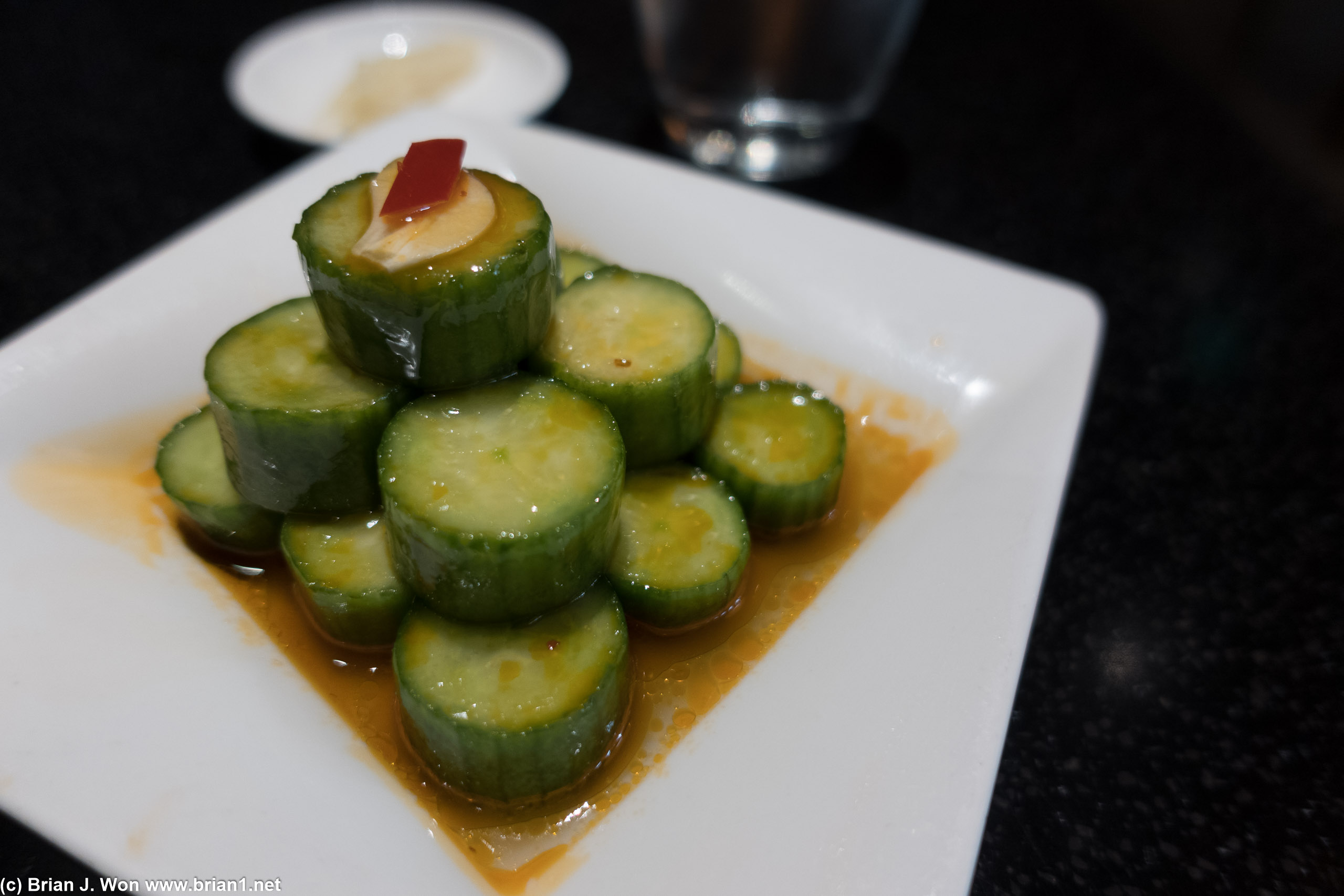 Din Tai Fung's spicy cold cucumber are always delicious.