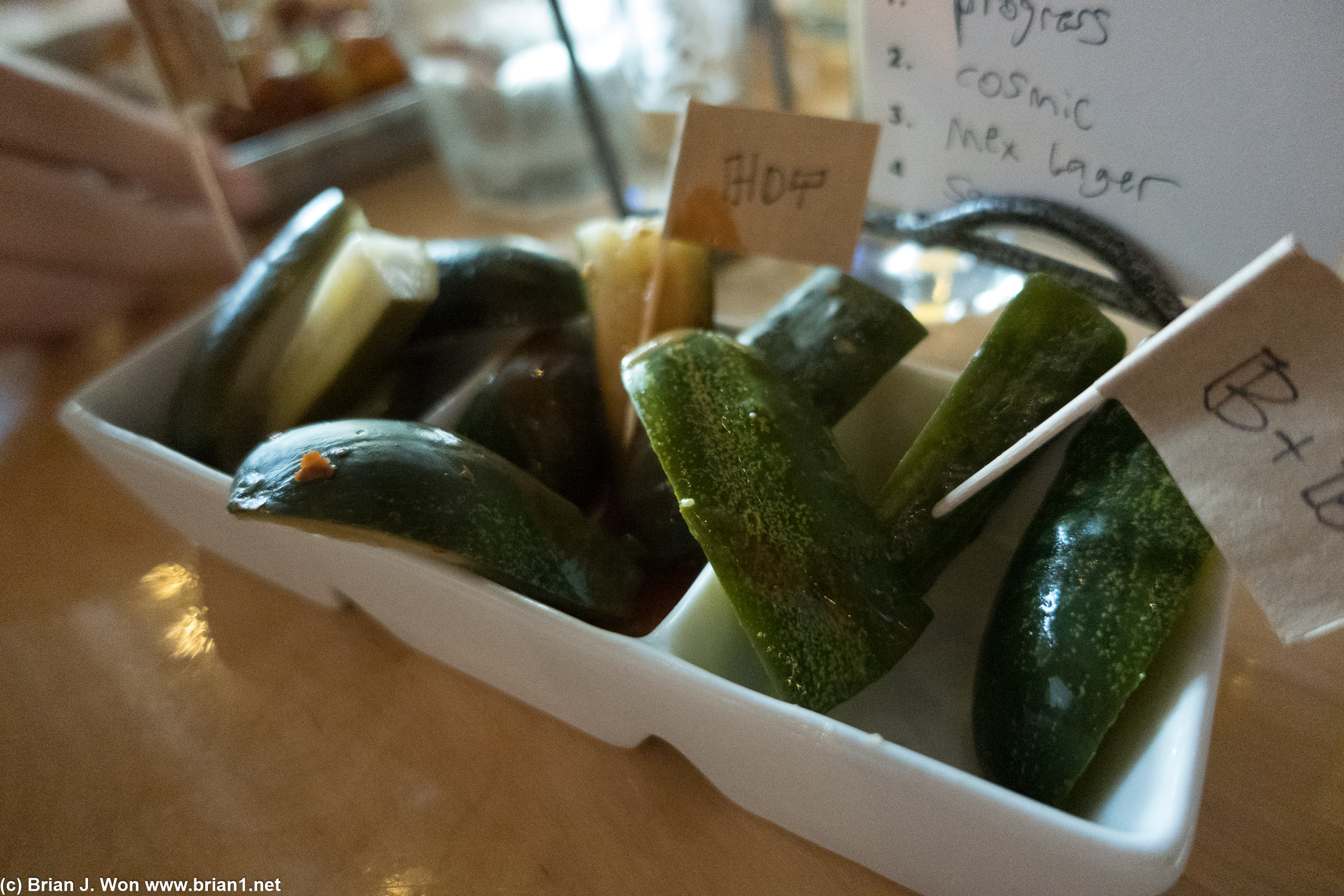 Katie's assortment of pickles.