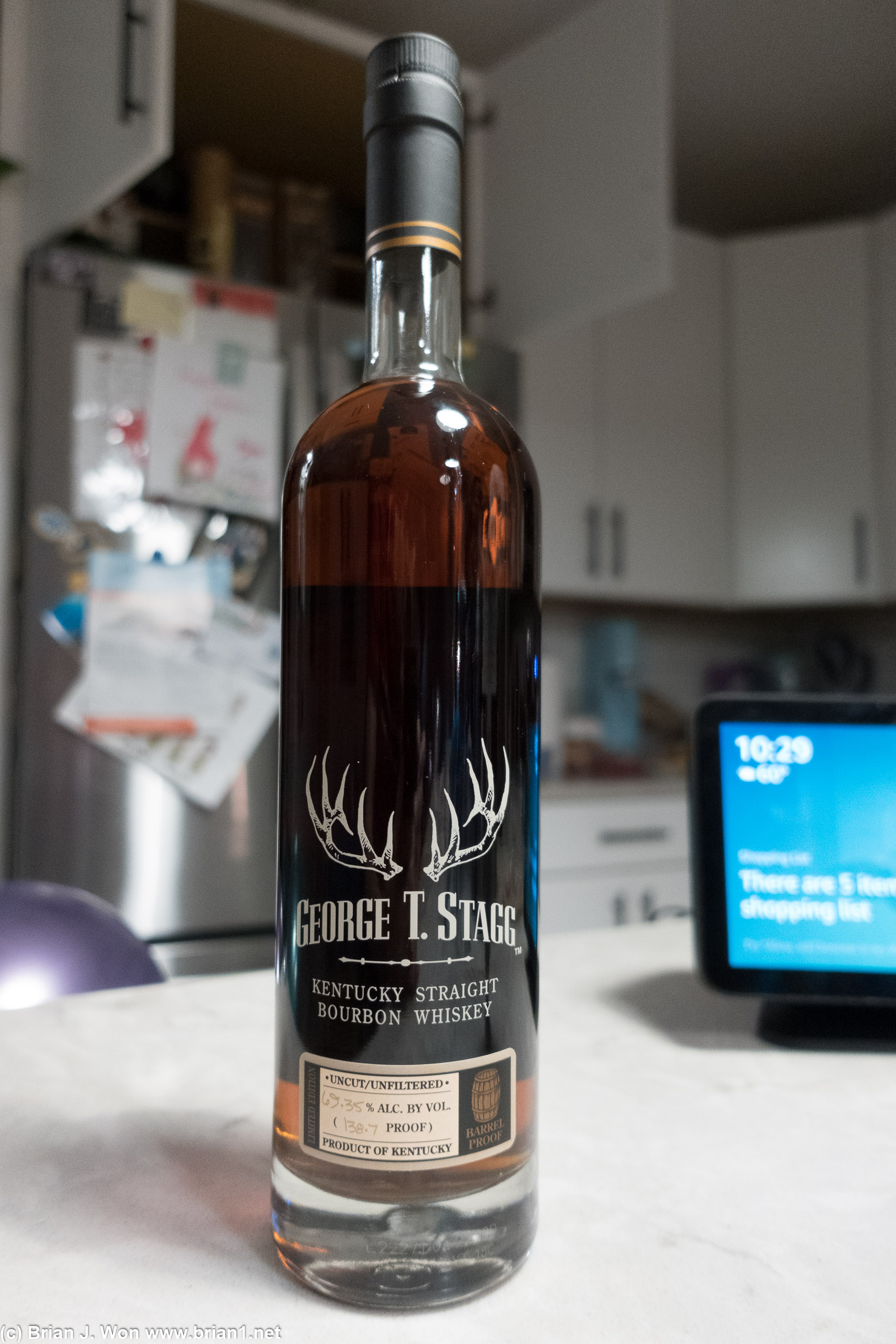 George T. Stagg was intense, needed a little water to bring it out. Hints of vanilla, cherry, maybe caramel.