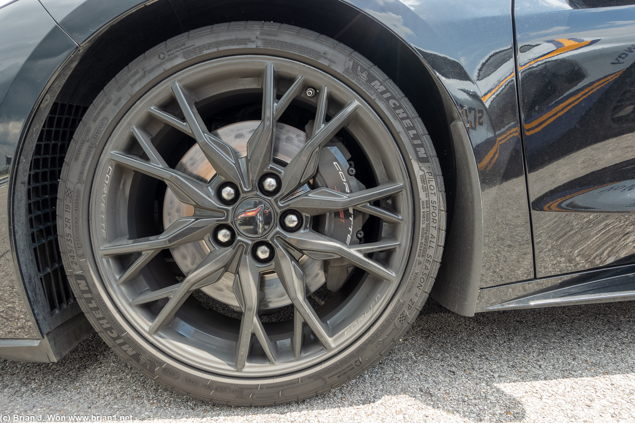 Michelin Pilot Sport All Season 4 ZP 245/35/19 fronts over the Z51 brake package.