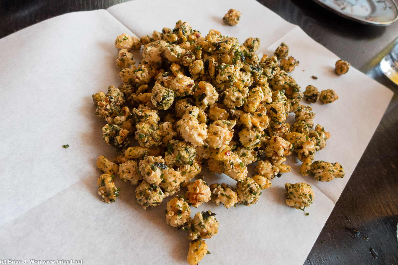 Furikake kettle corn. Seaweed and corn pops added, good but a bit intense after a while.