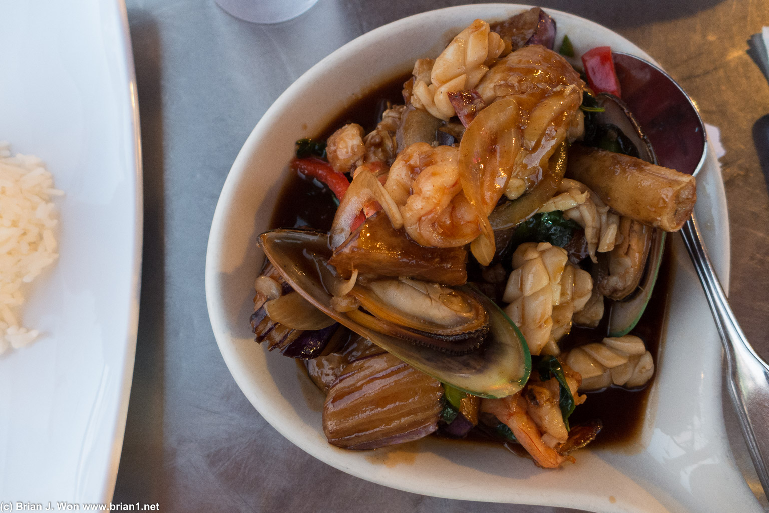 Seafood and eggplant wasn't bad. A little plain, just salty/a little sweet, not much else.