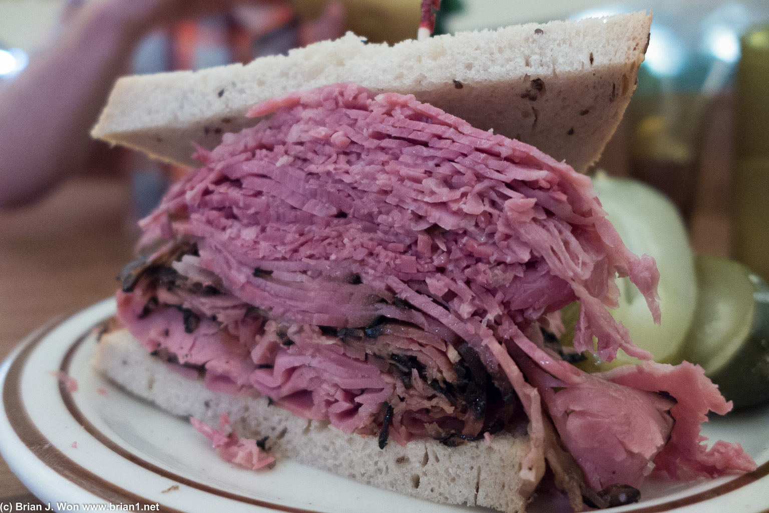 "Canters Fairfax." Pastrami and corned beef, piled high. Decent. With a slightly soggy pickle.