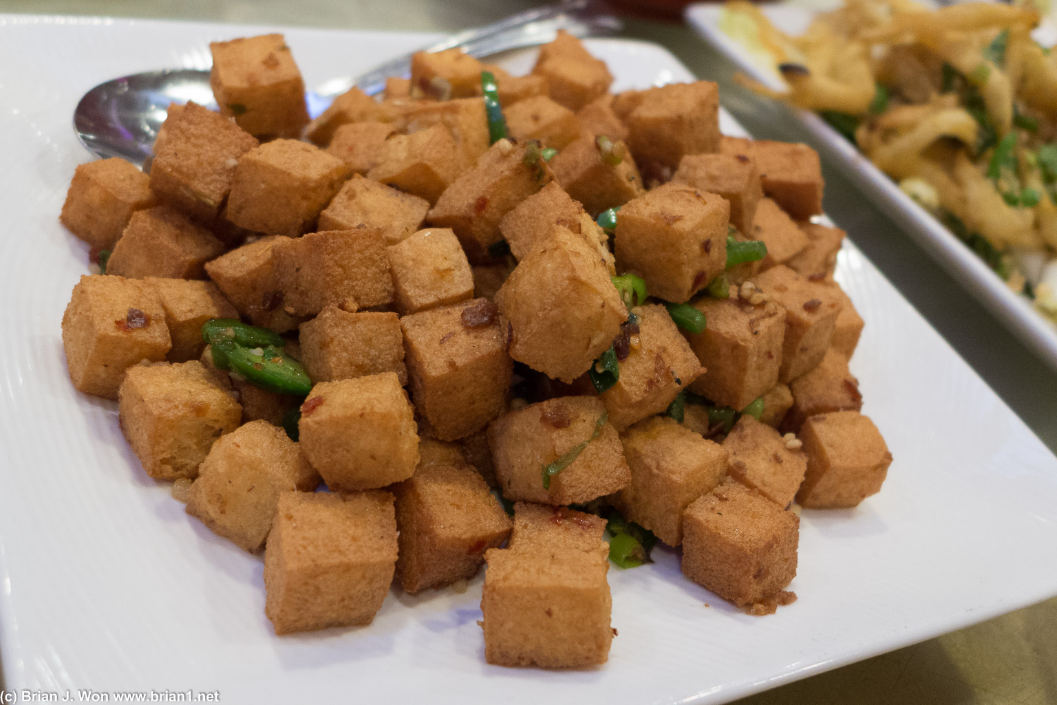 Deep fried tofu. Tasty but more of a tea shop snack as opposed to a dinner dish.