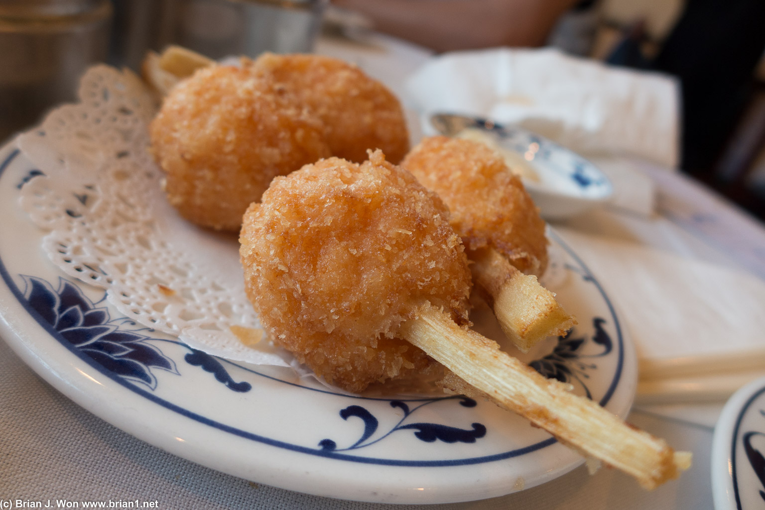 Deep fried shrimp balls. A little skinny but only just.