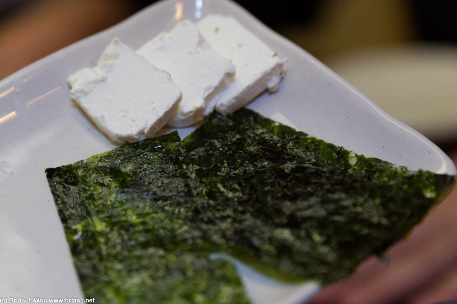 Cream cheese and seaweed is exactly that. Cream cheese and seaweed.