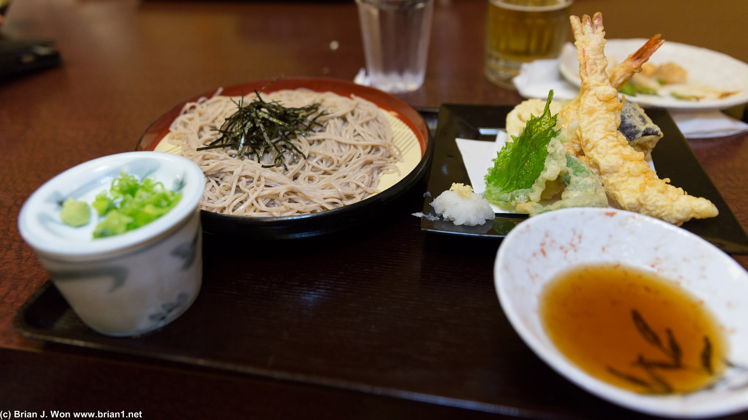 Cold soba with tempura. Excellent tempura, soba just okay.