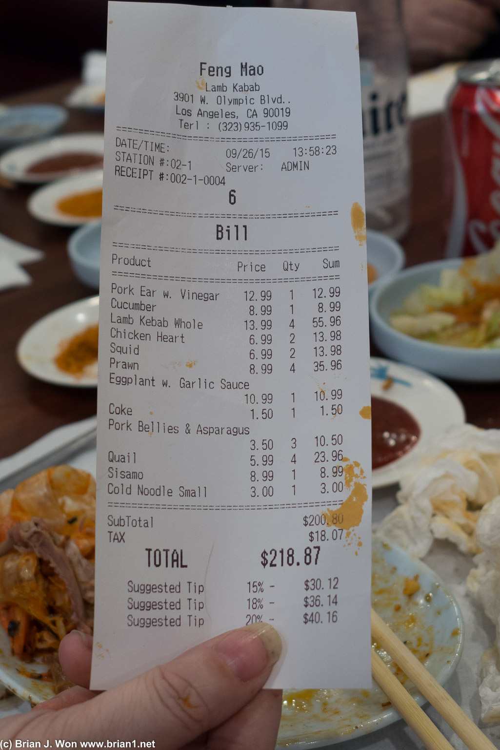 Of course everything is covered in BBQ, including the bill.
