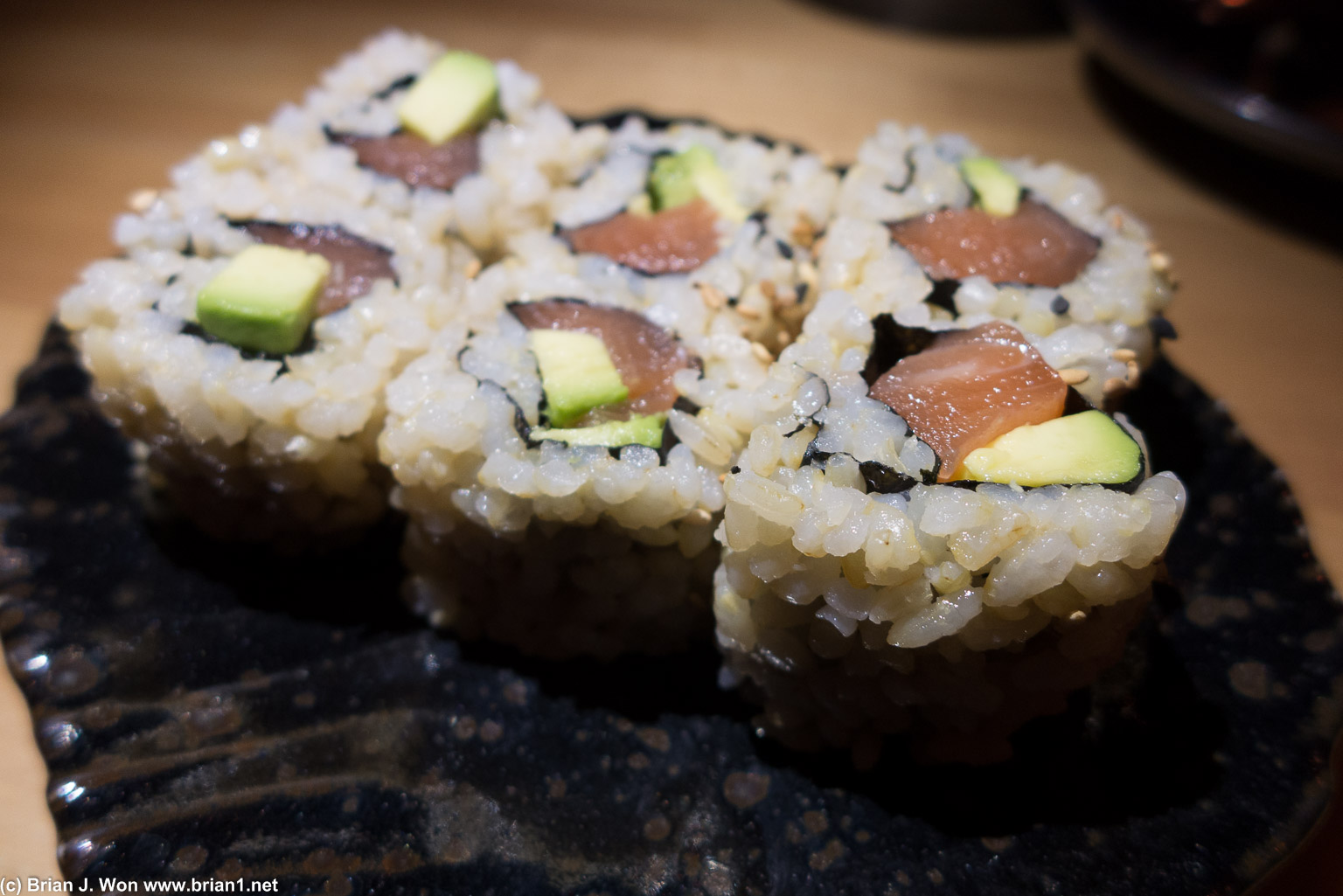 Salmon avocado roll with brown rice actually worked out-- very, very good.