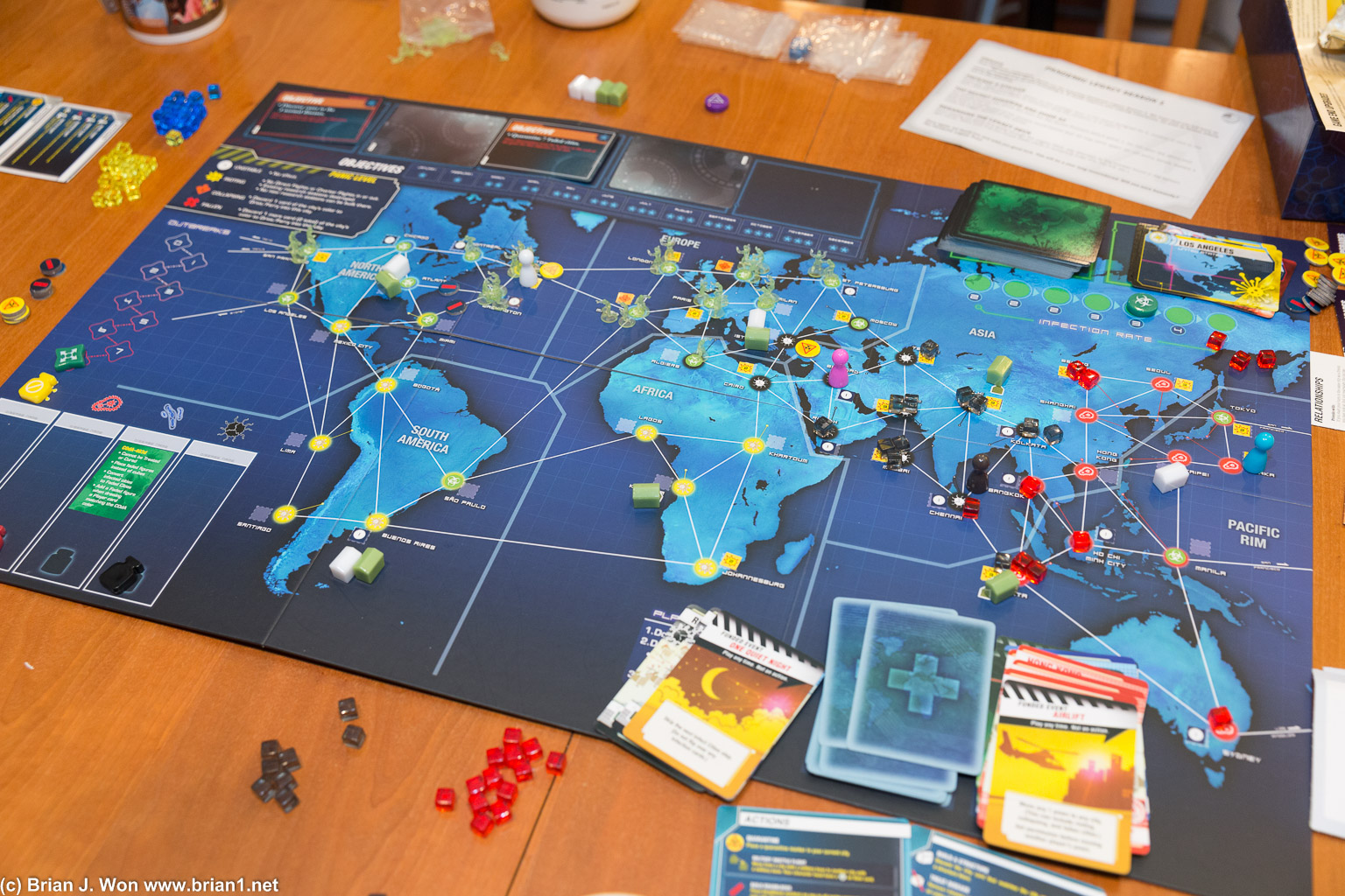 Pandemic Legacy, May. Got crushed by outbreaks right before we would've won. aka 4th loss in a row this particular game of Pandemic Legacy. >_<