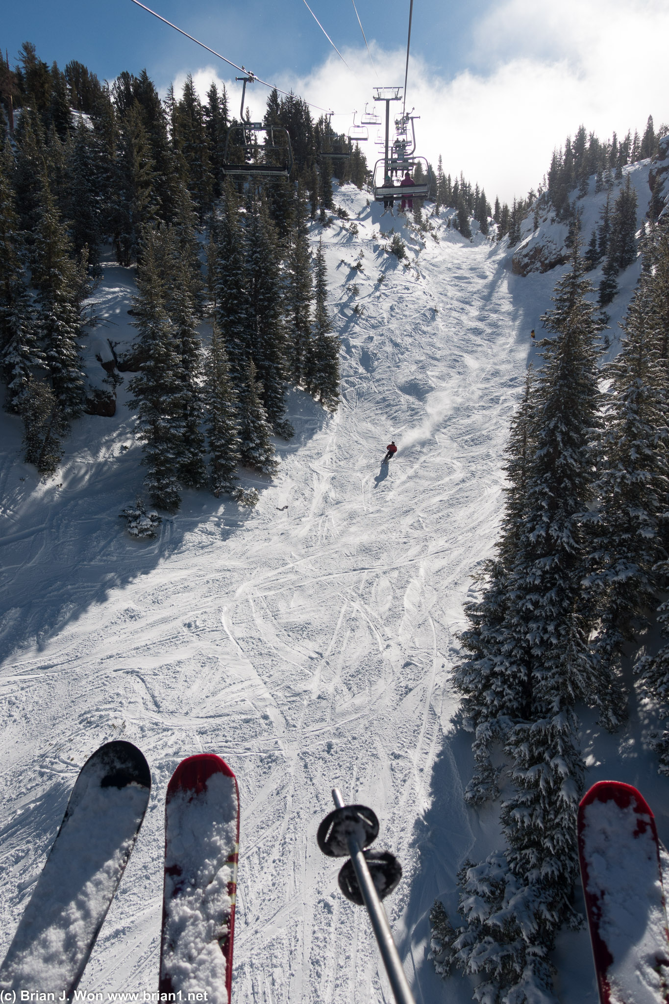 Looking down at Lower Dry Creek from Chair 10 (Gold Rush Express).