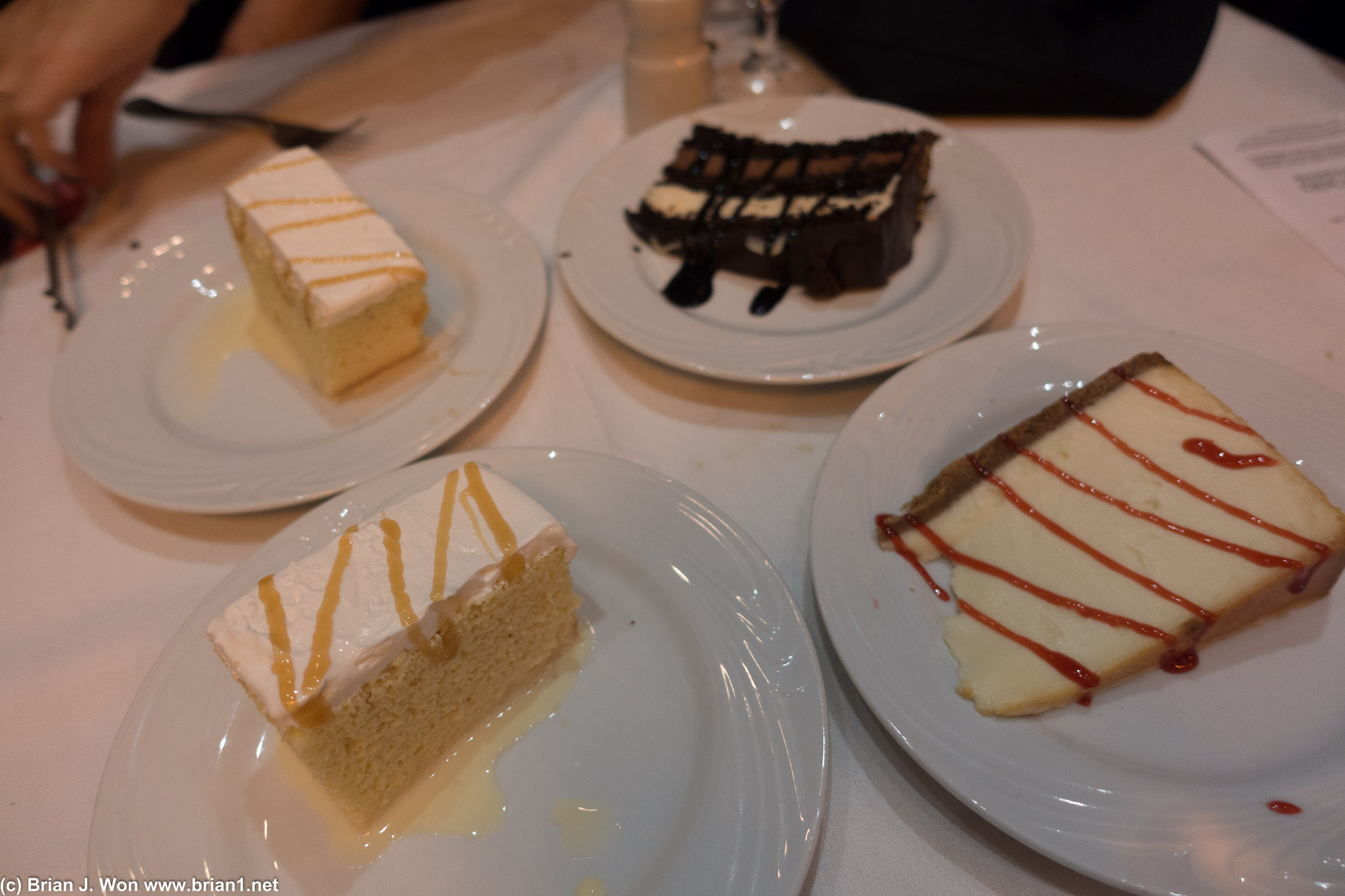 2x tres leches (not bad), cheesecake (nom), and chocolate cake (meh).