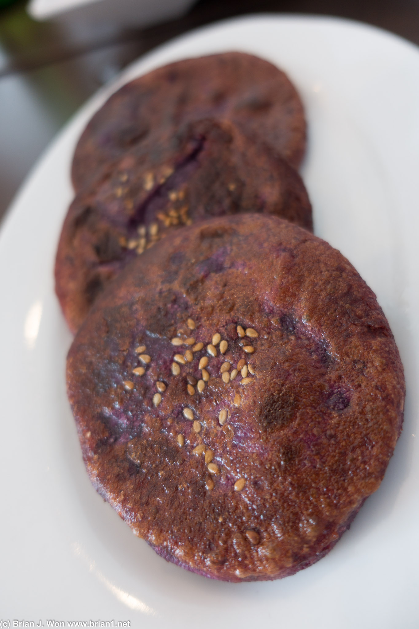 Purple potato pancake. Actually pretty good. Again a bit bland, but still good.