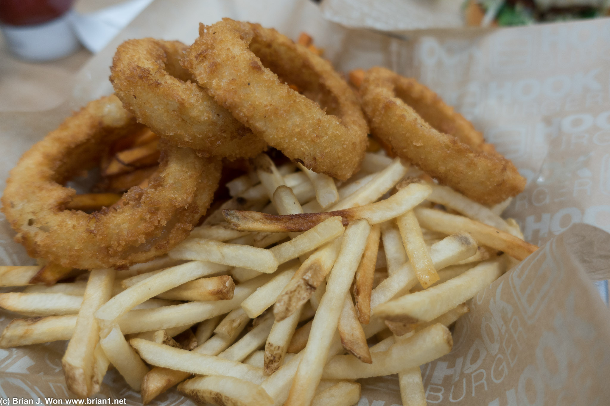 Sampler-- onion rings, sweet potato fries, regular fries. Pretty decent.