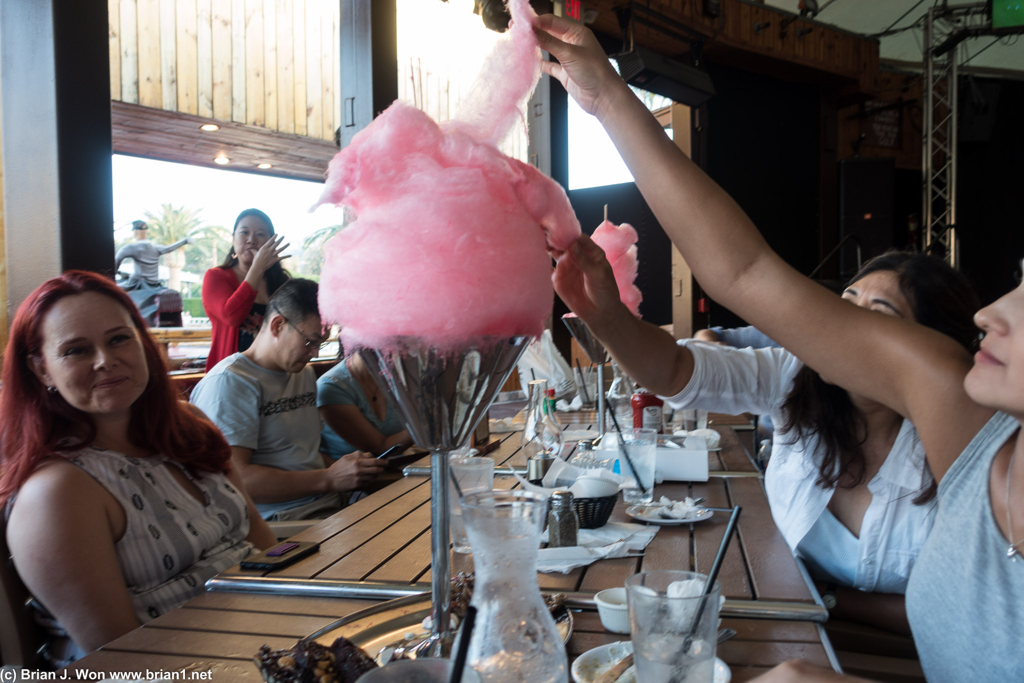 Attacking the other two cotton candies.