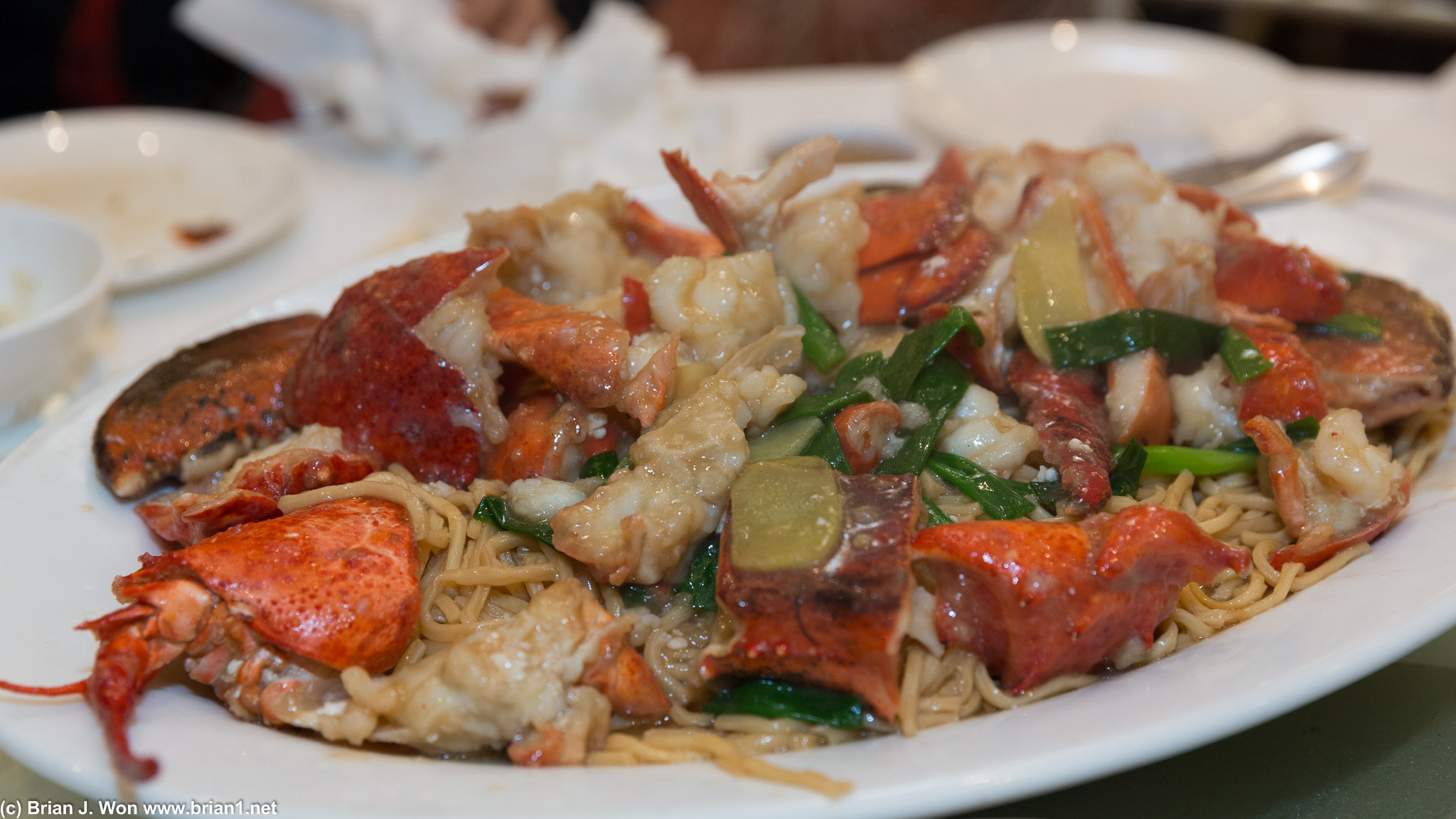 Lobster yee mein with some GIGANTIC lobster.