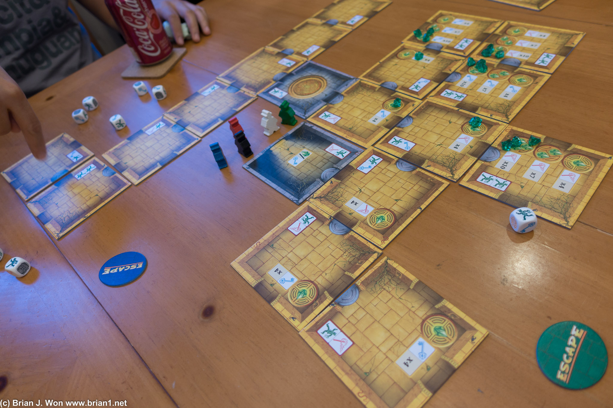 Escape: The Curse of the Temple. It's a crazy real-time dice-rolling-card-placing-fest.