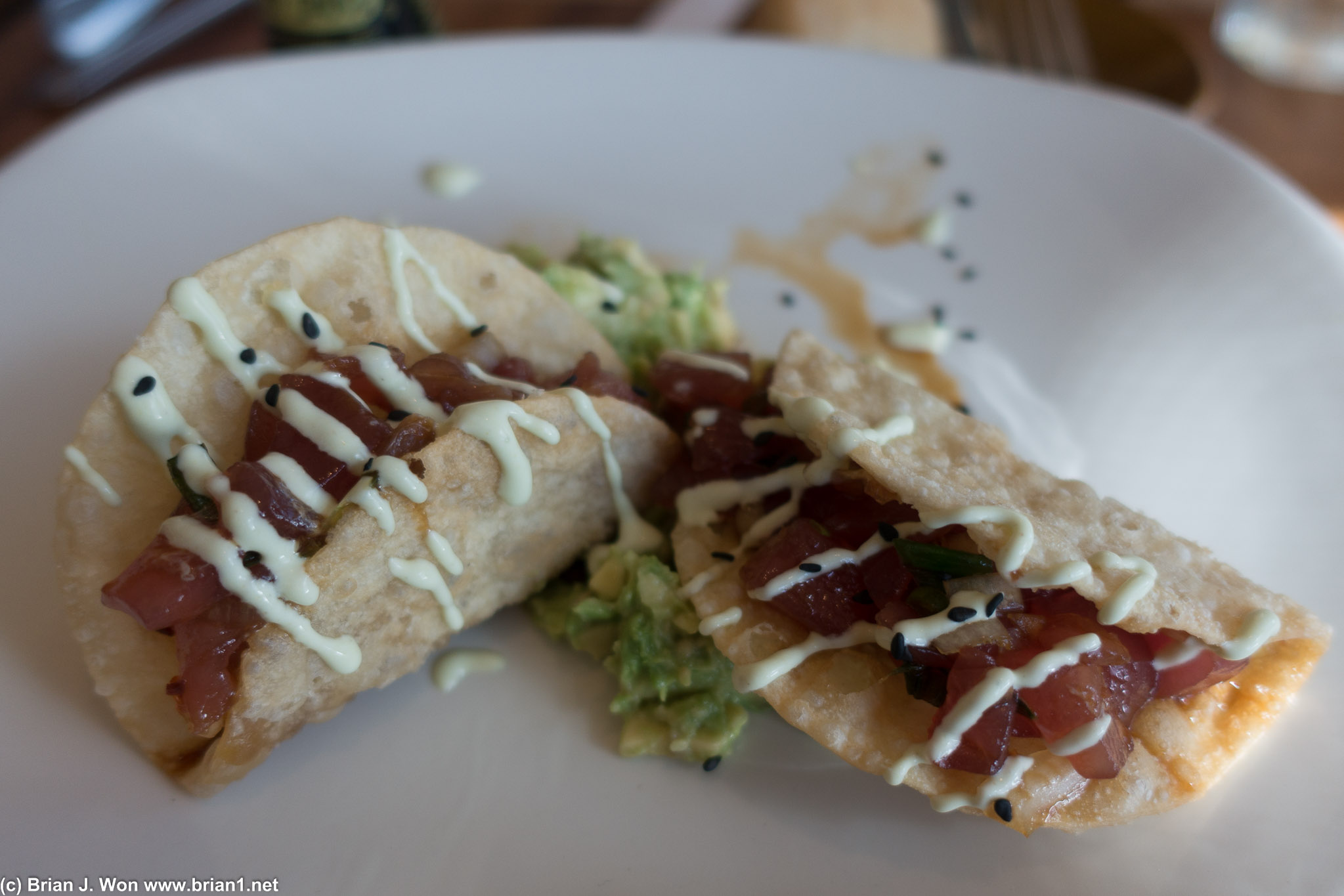 Ahi tuna tacos. Kinda what a white person would think tacos are.