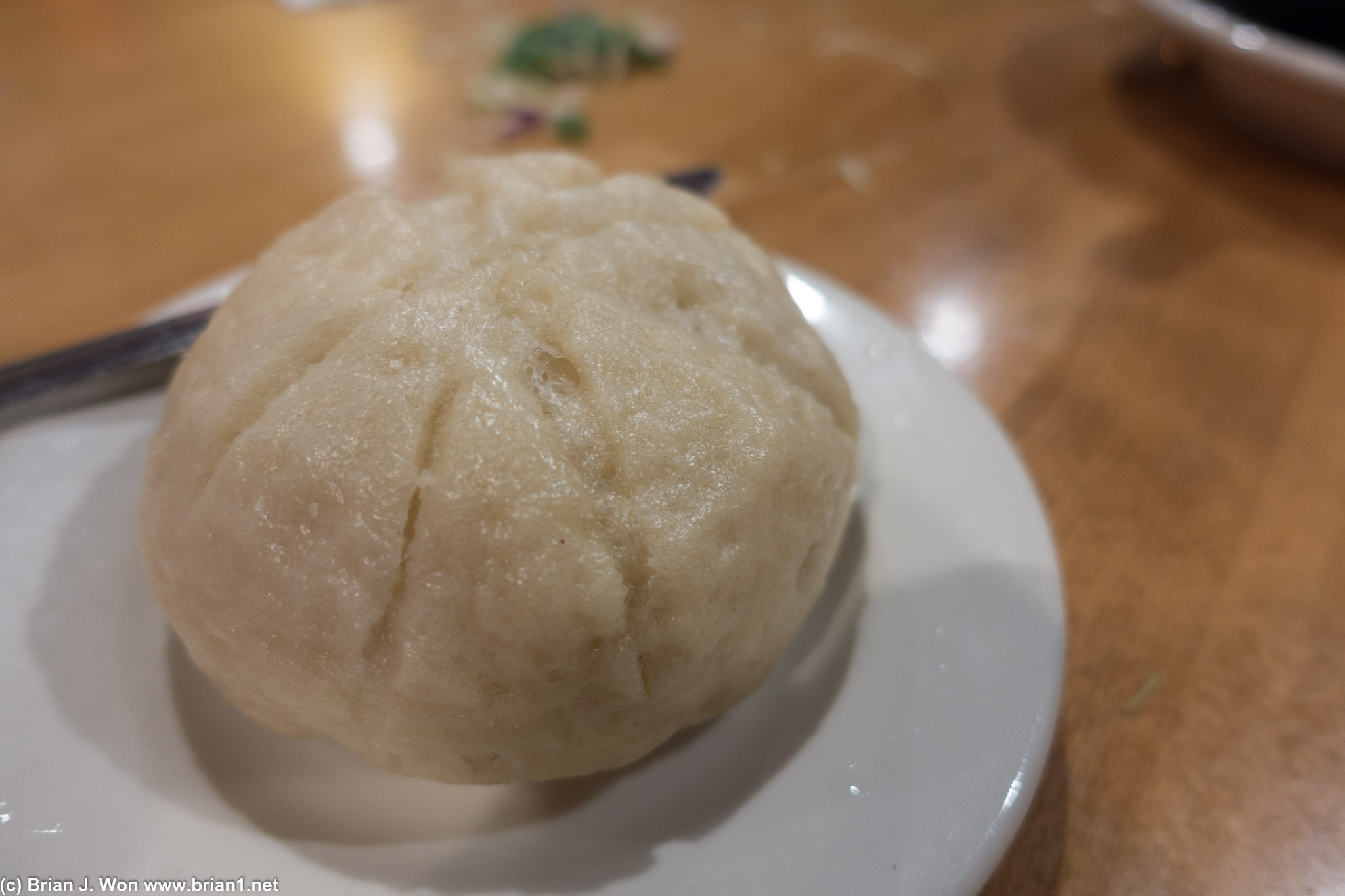 Steamed bun. Veggie and soy filling was indifferent, but the bread was pretty decent!