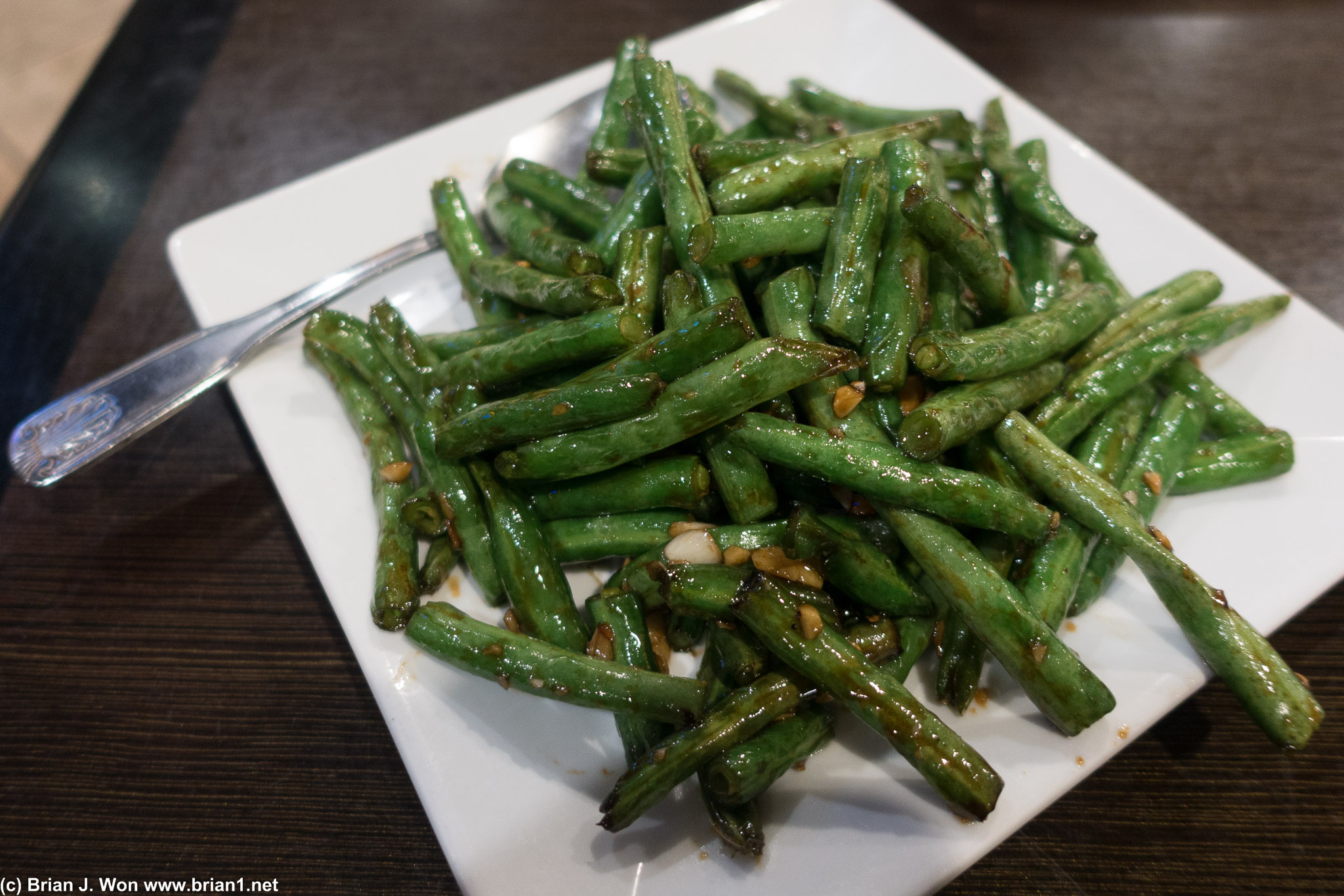 Green beans were old and tough at Izzo.