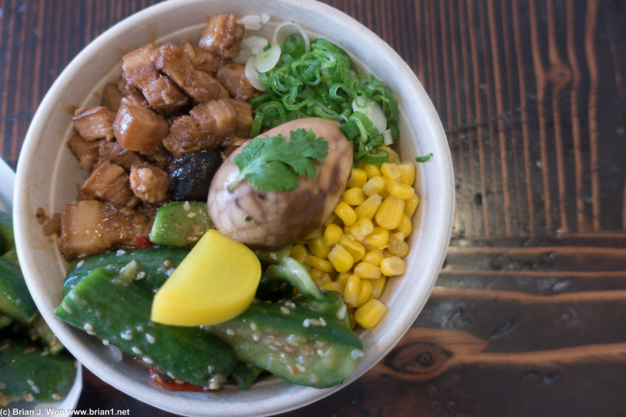 Pork belly bowl. Quite good, but a bit strong on flavors.
