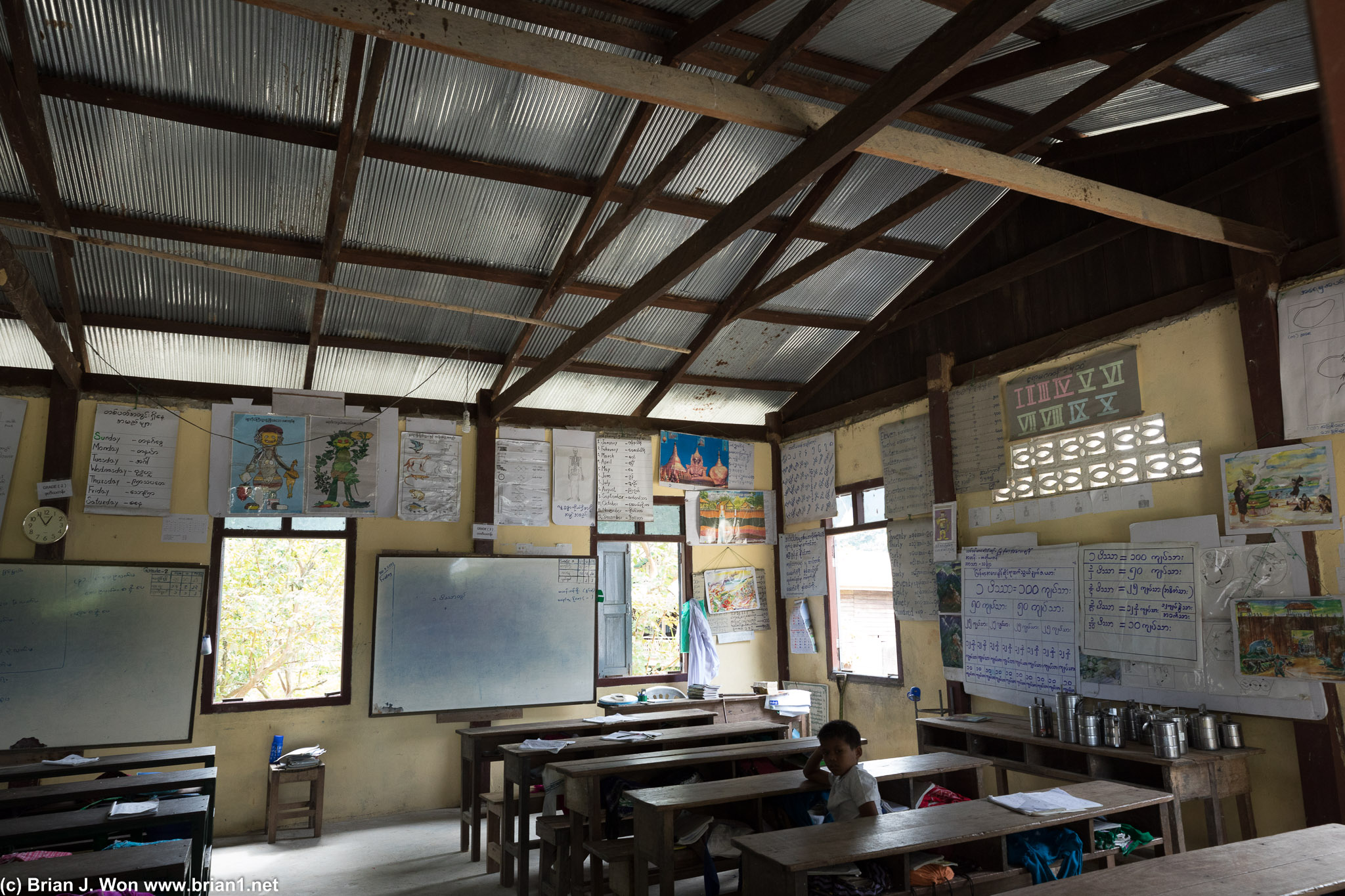 Inside one of the schoolrooms.