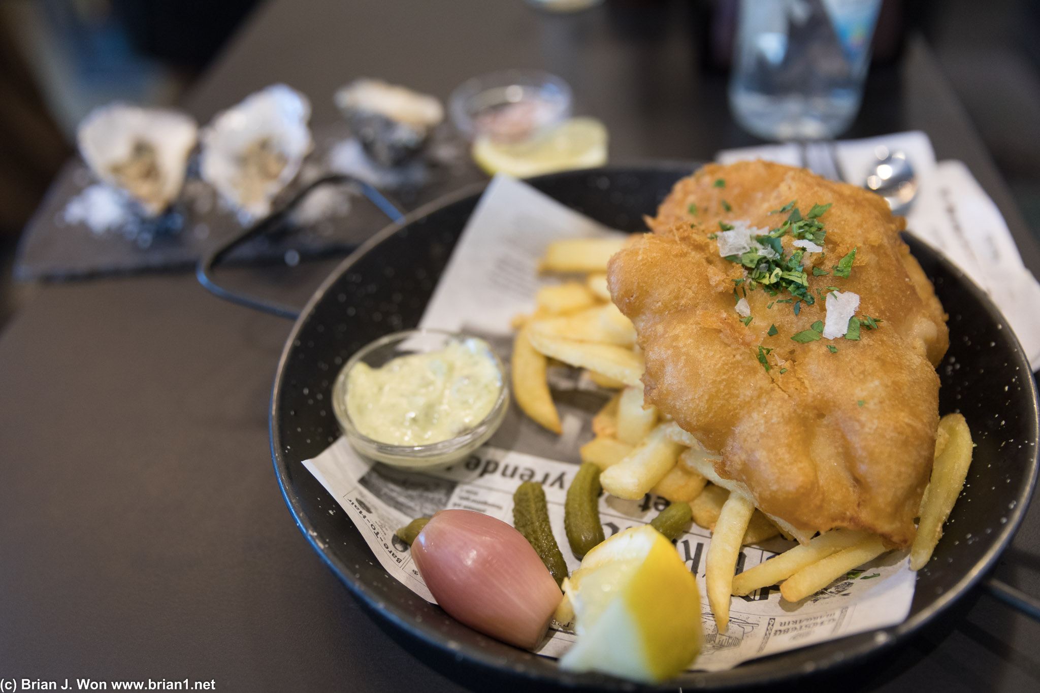Fish and chips, plus oysters!