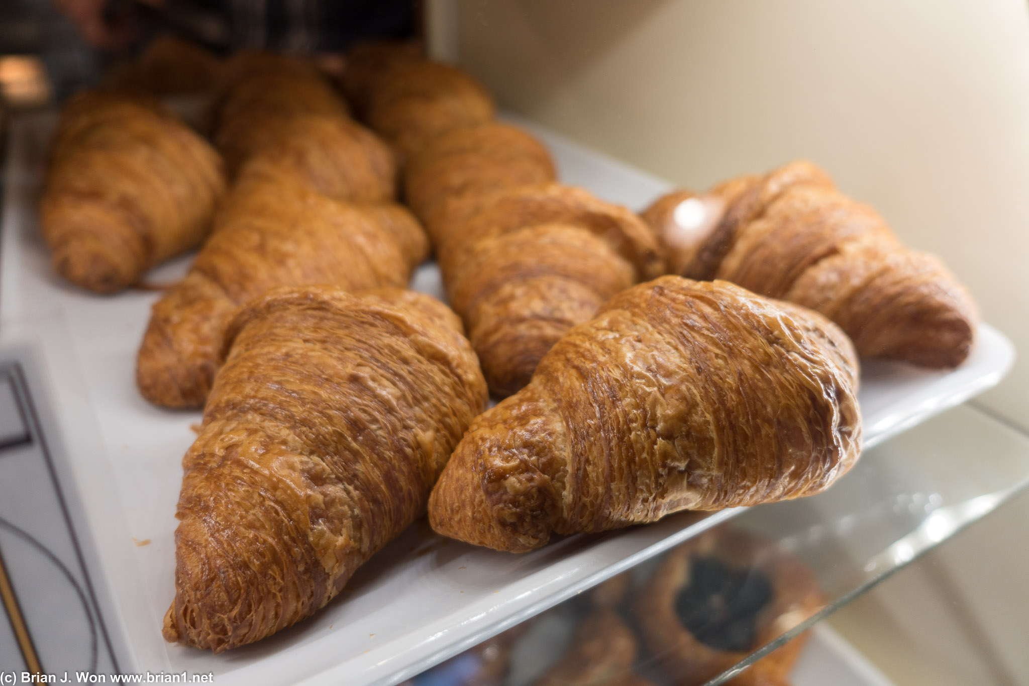 Regular croissants. Both almost flakey enough on first impression, but ultimately very, very short.
