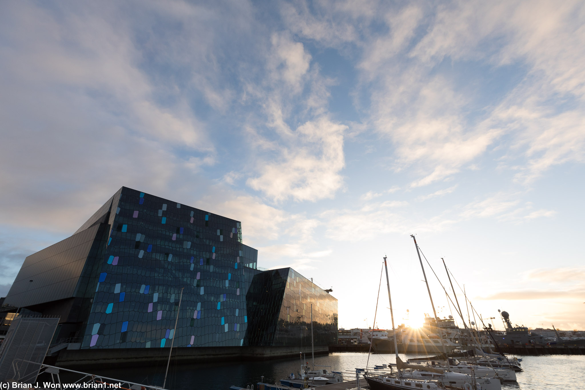 Harpa at sunset.