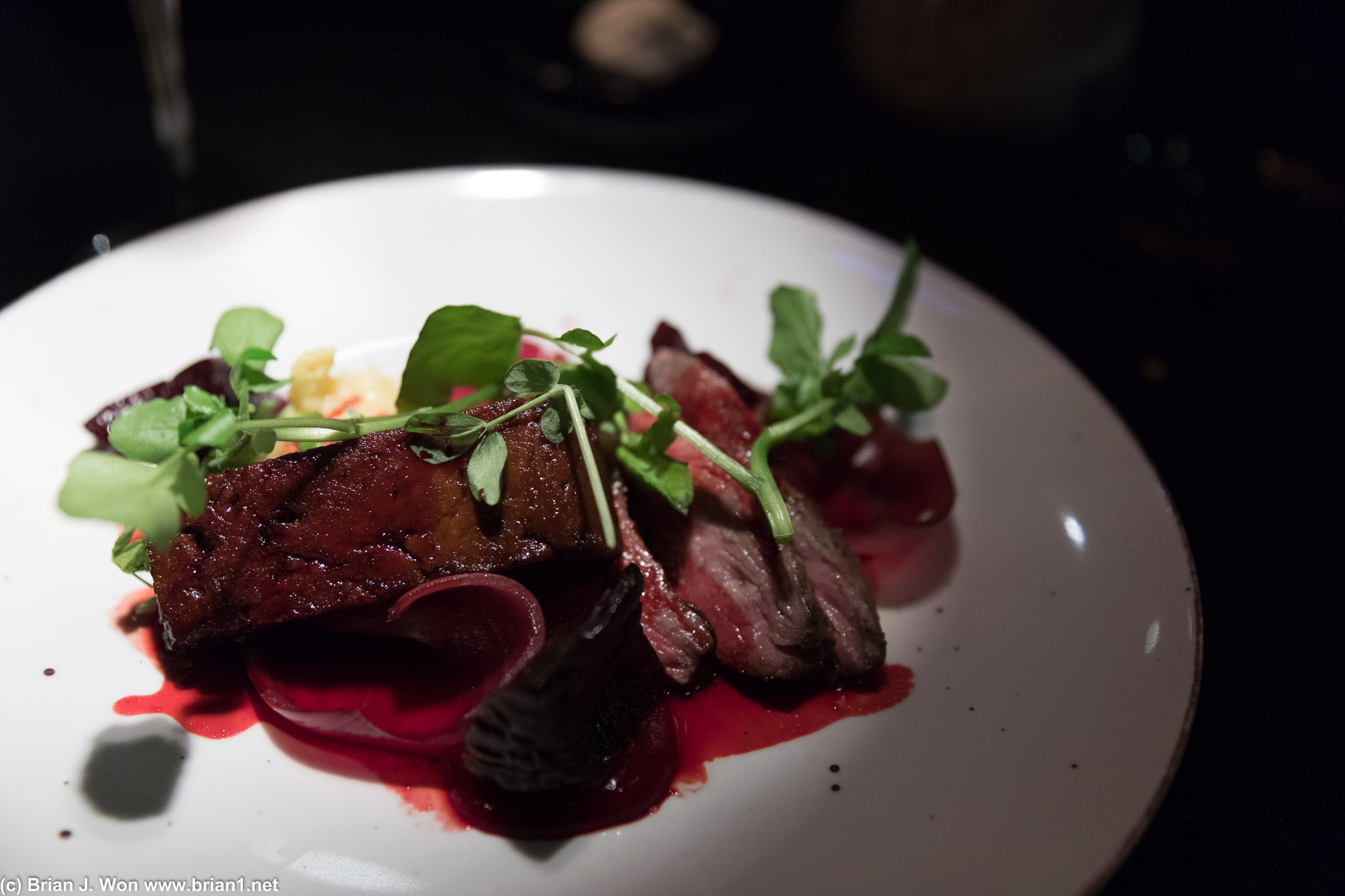 Lamb and rhubarb. Pressed and smoked, one of the two was excellent, the other was meh.