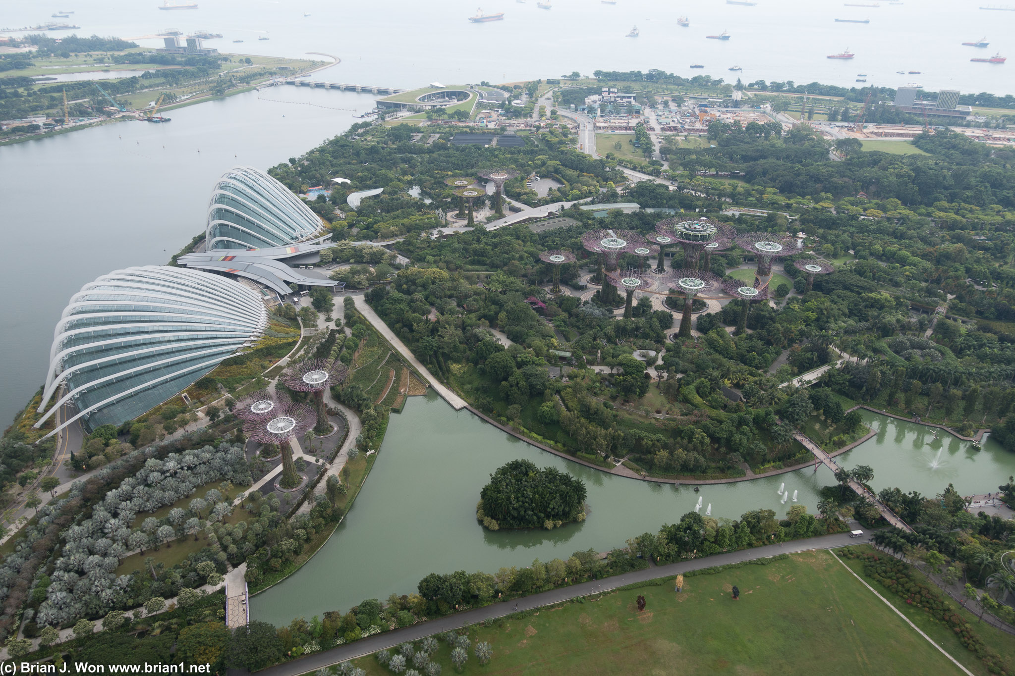 Gardens by the Bay as viewed from the Marina Bay Sands observation deck.