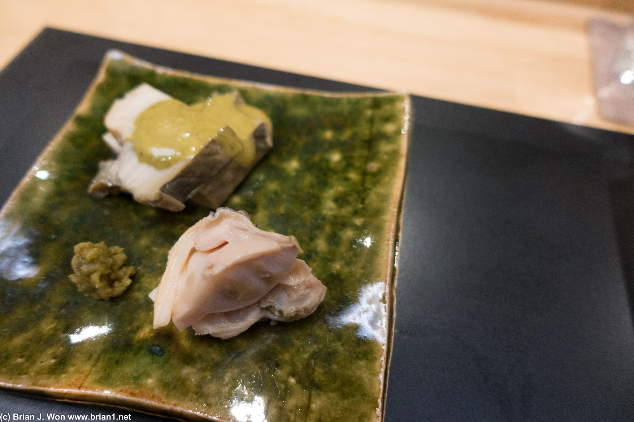 Abalone and clam, with yuzu.