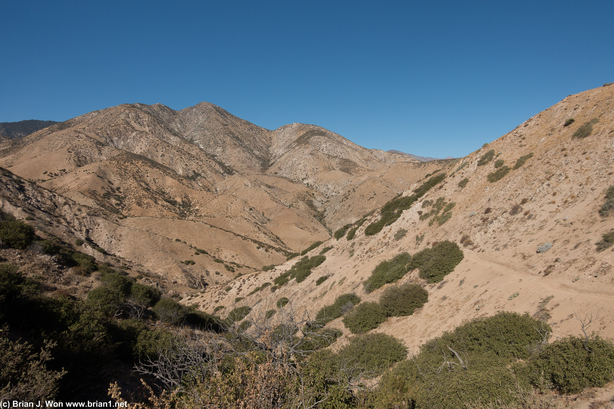 Very dry. Peak elevation on this ridge about 3,000 feet.