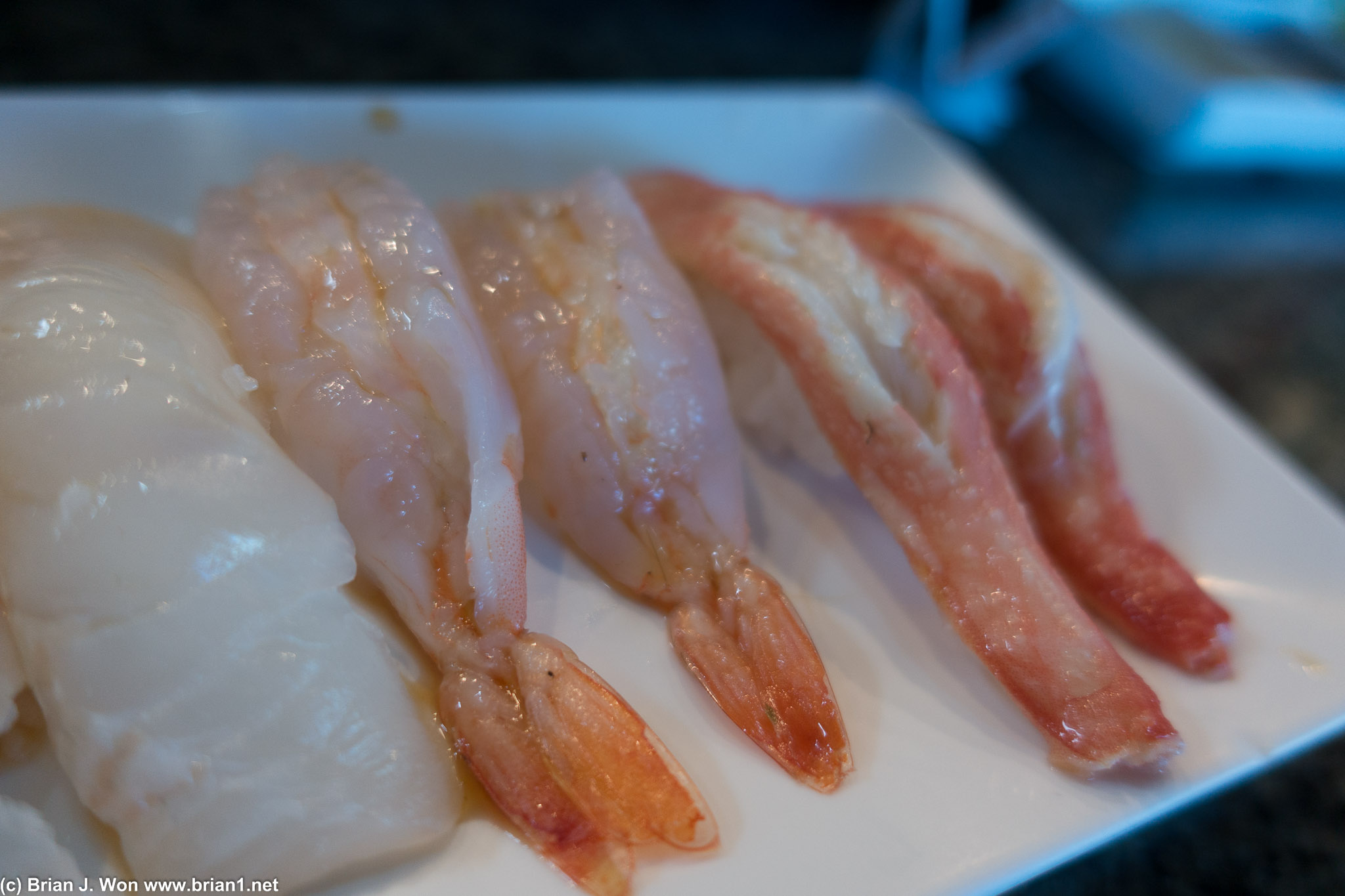 All were pretty bland-- halibut, shrimp, snow crab.