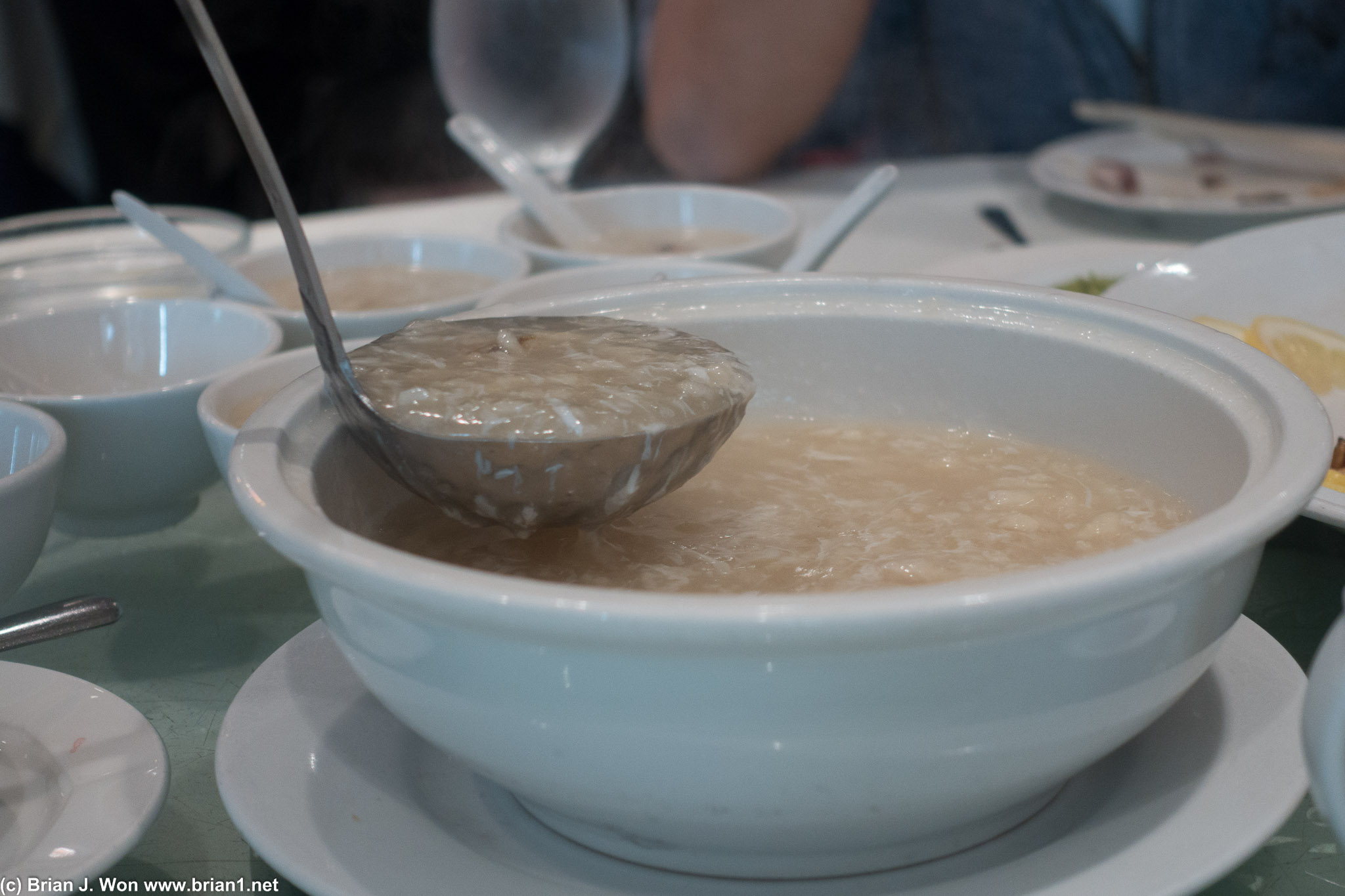 Crab meat and winter melon soup. Very soothing.
