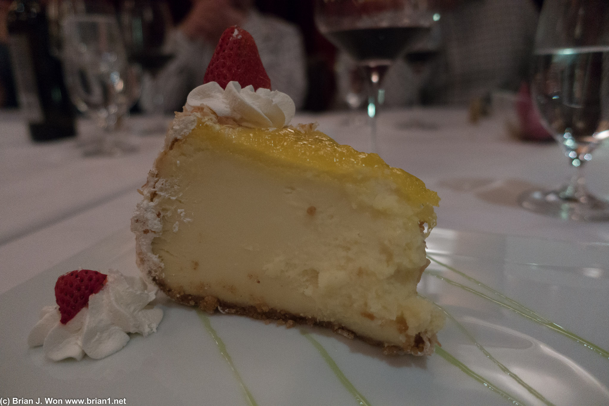 Huge cheesecake slice. They said it was pina colada topping.