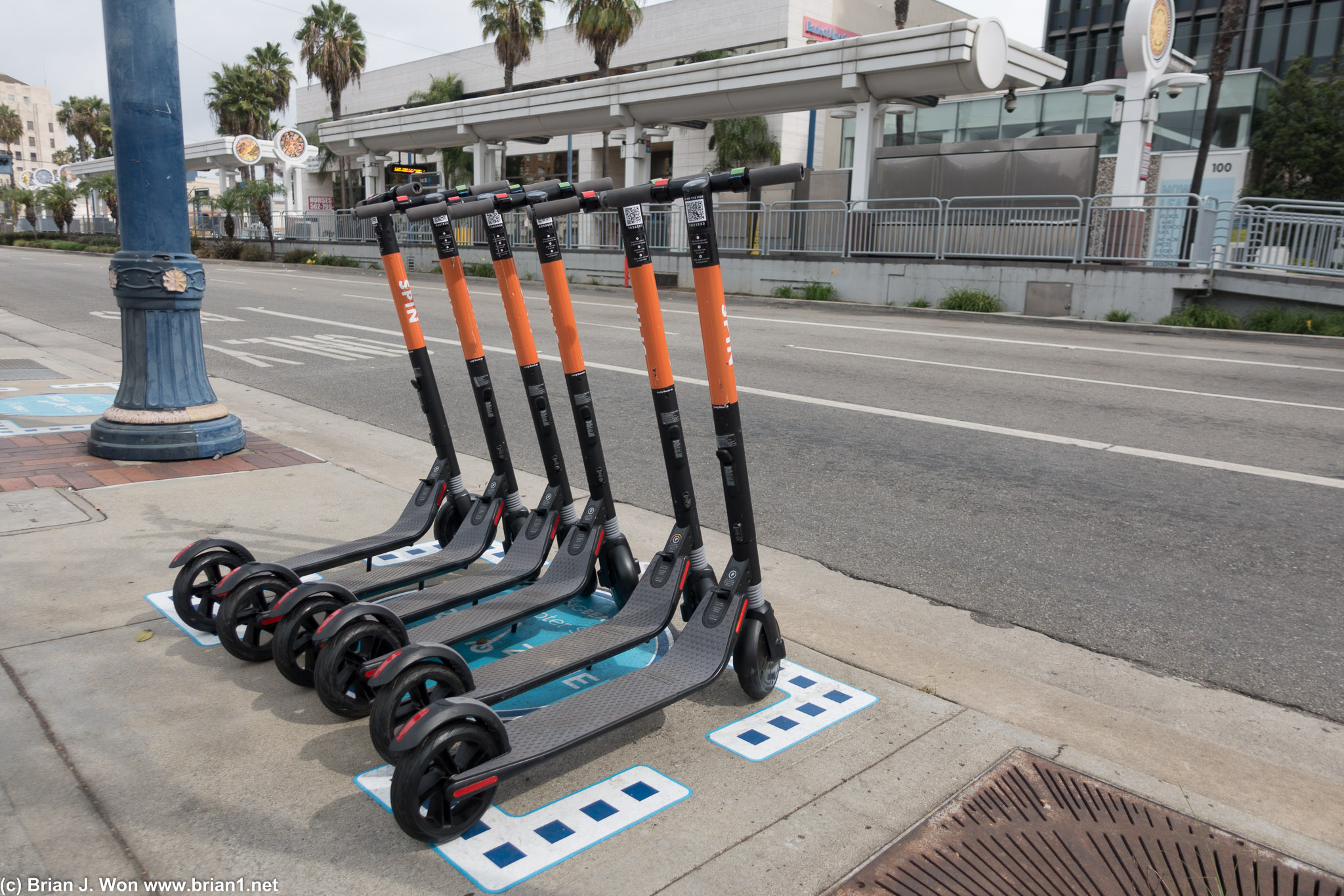 Scooter parking zones in Long Beach.