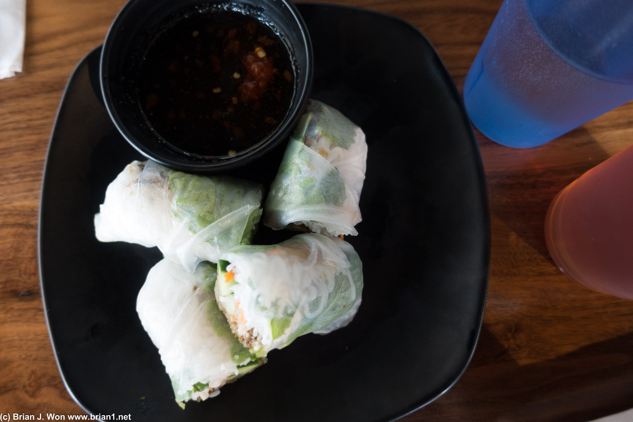 Spring rolls aren't quite right, but they're not bad either.
