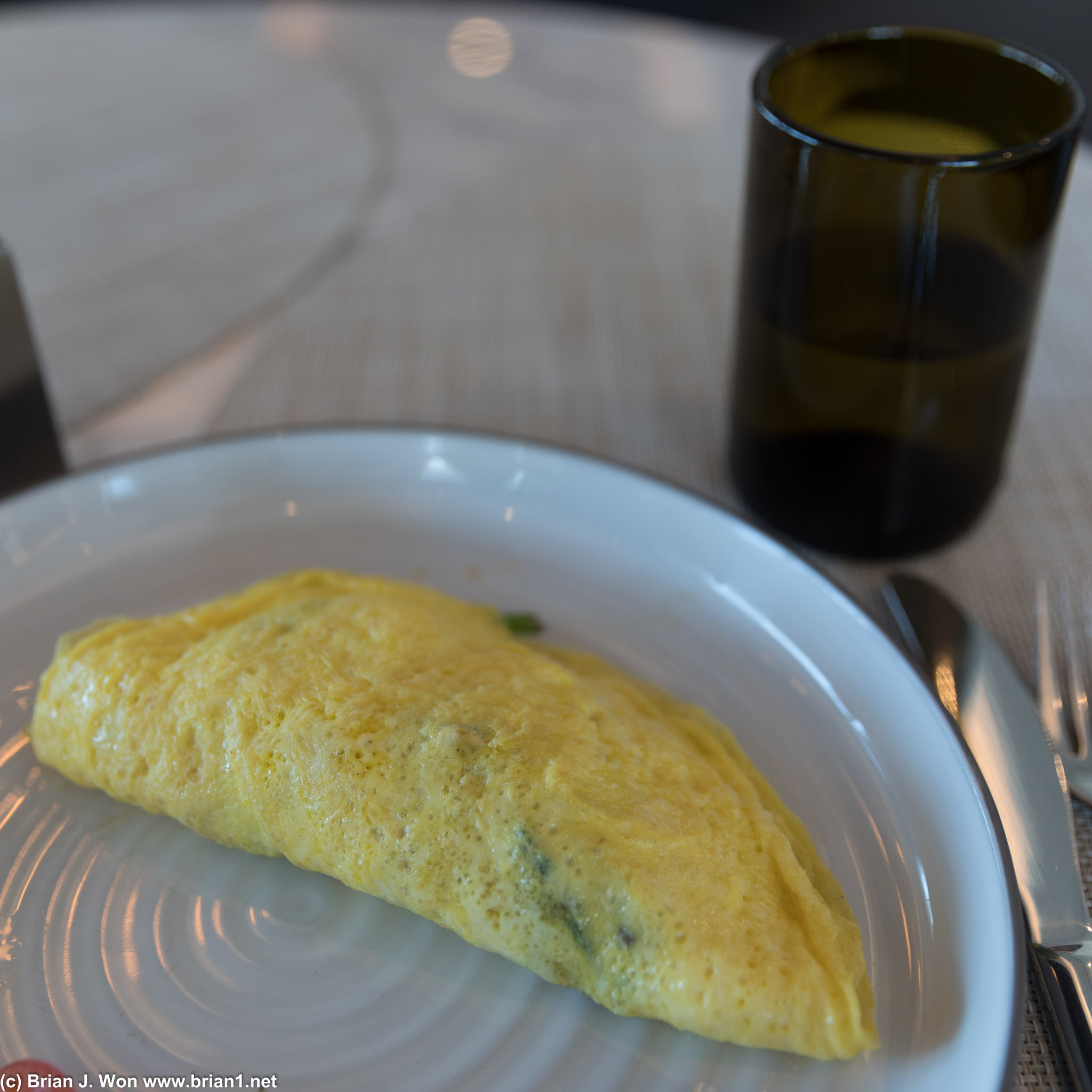 Omelette wasn't bad. More like eggs-folded-around the ingredients as opposed to cooked-with, tho.